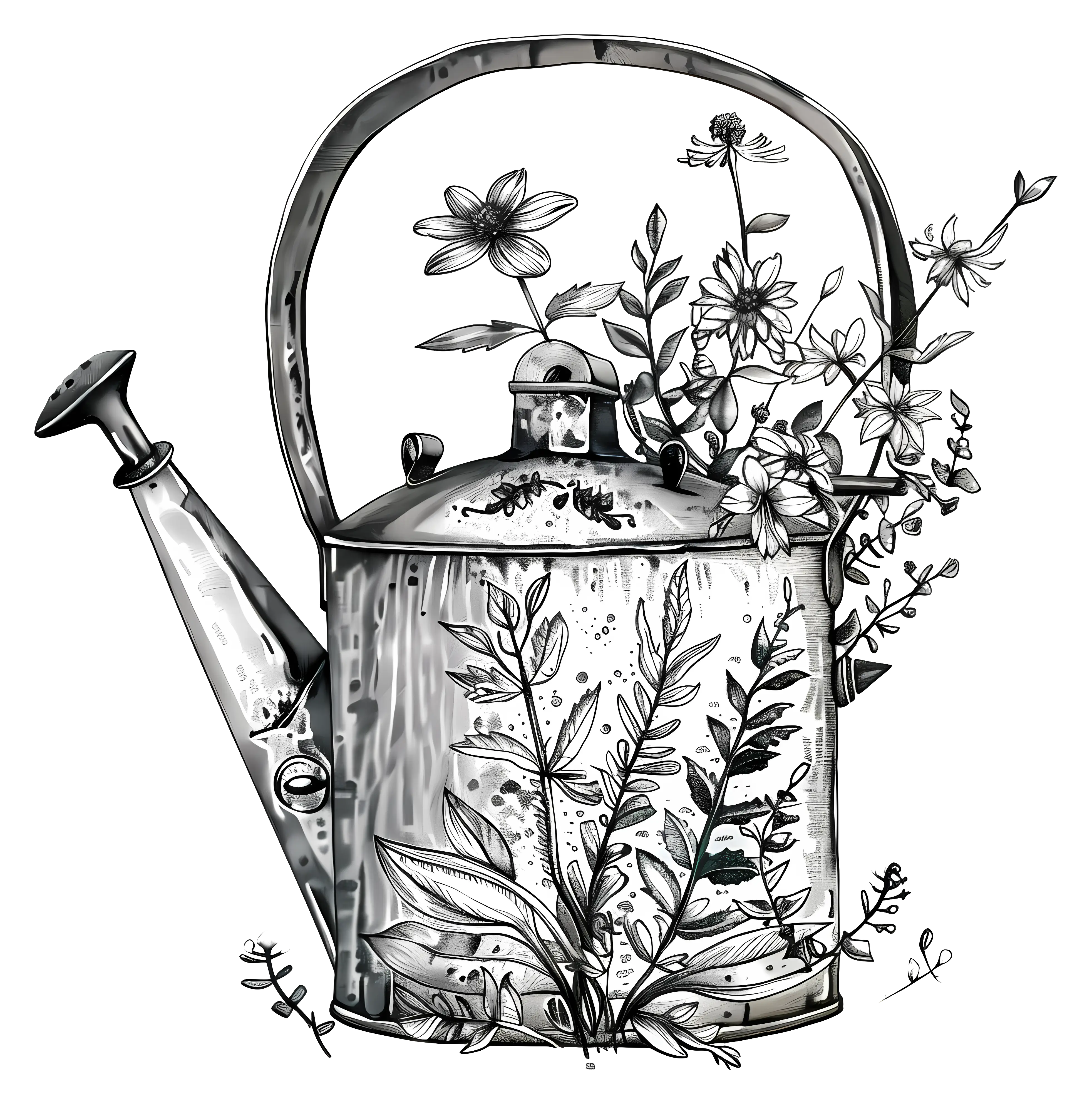 Vintage Watering Can with Flowers