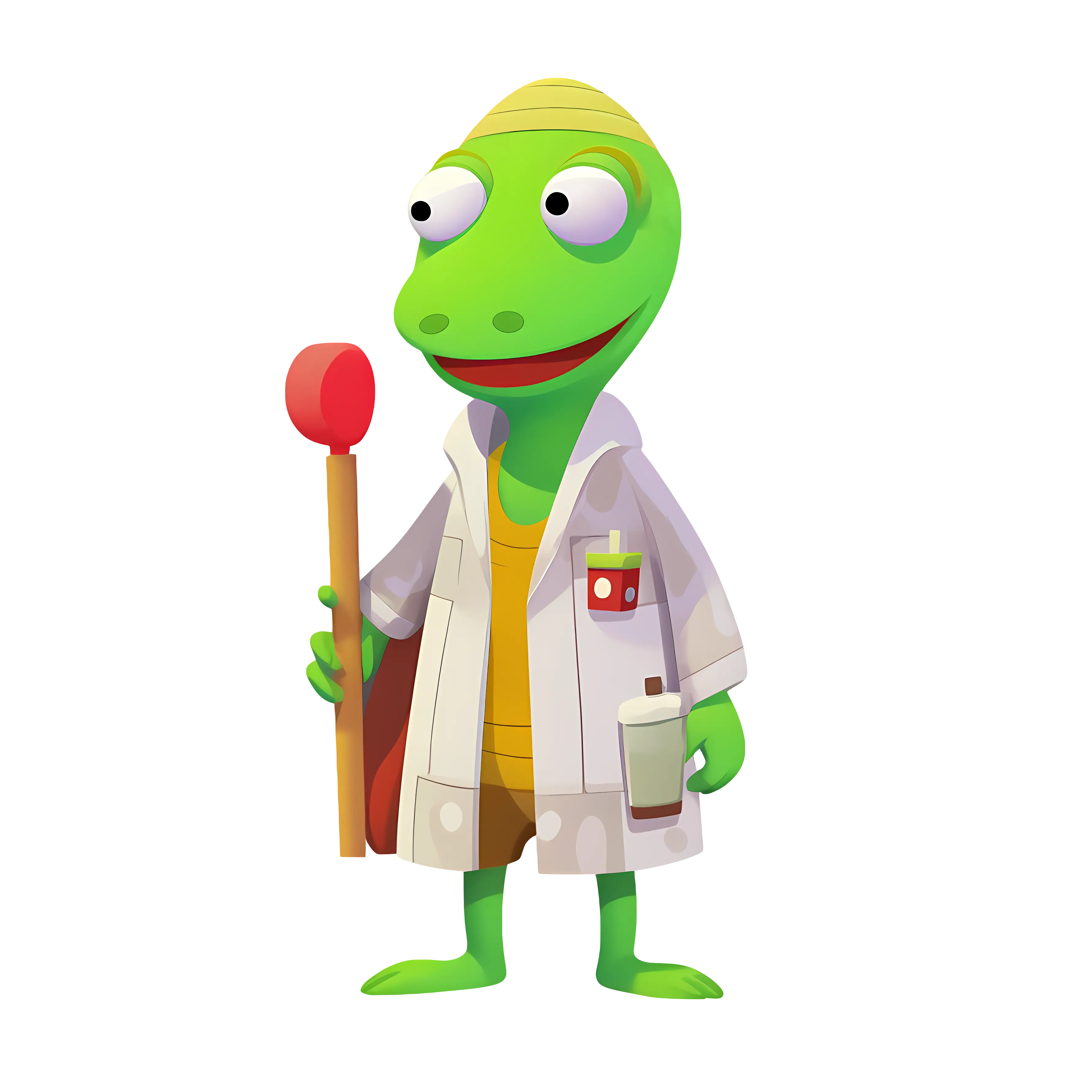 Cartoon Lizard Scientist with Lab Coat