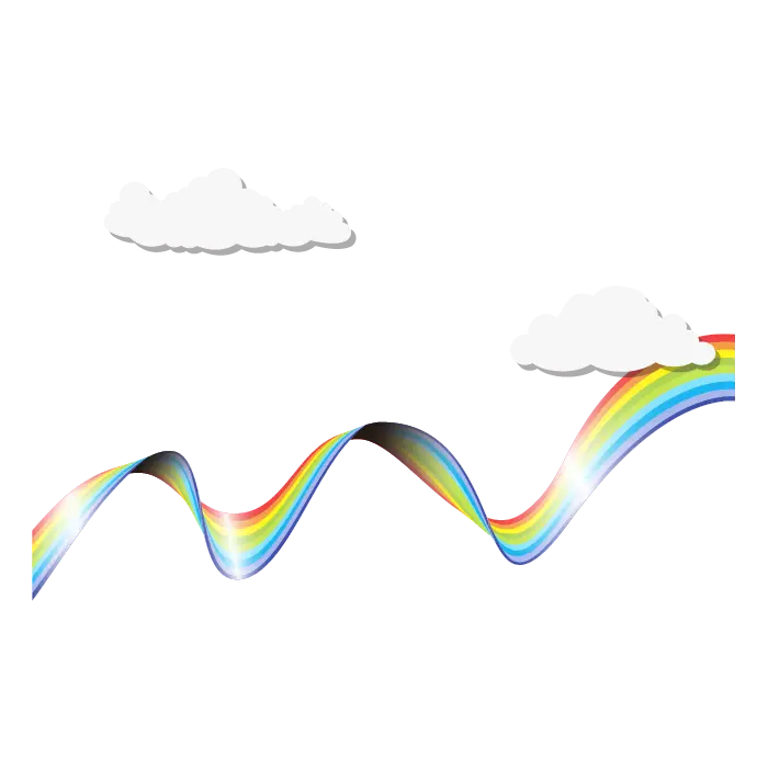 Wavy Rainbow with Clouds