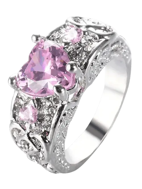Diamond Ring with Pink Gemstones Design