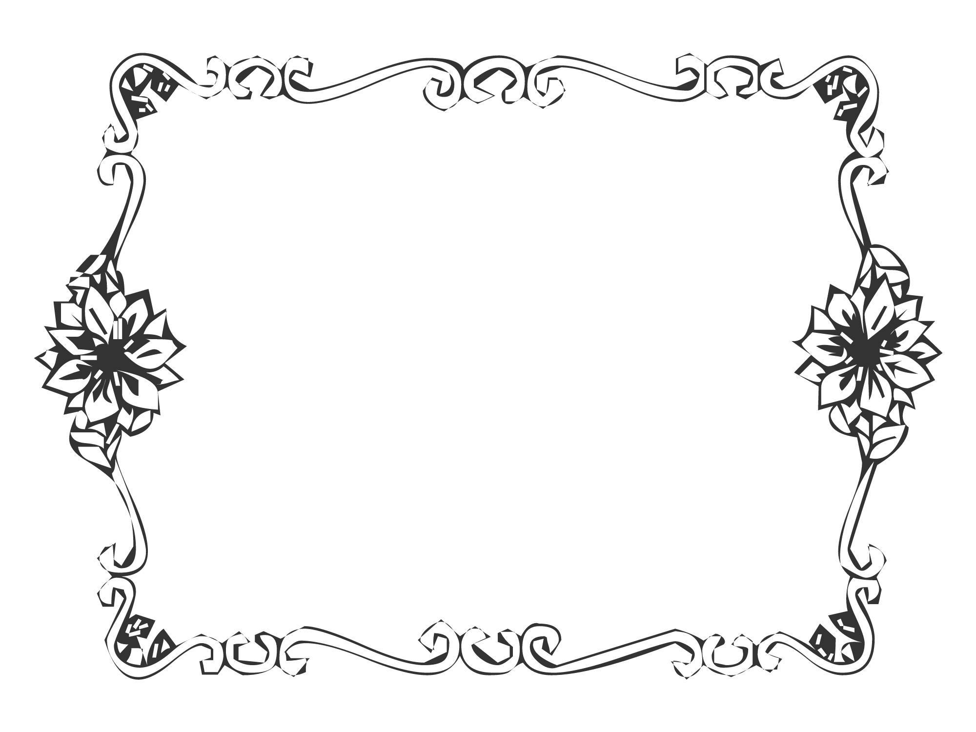 Black and White Floral Border Design