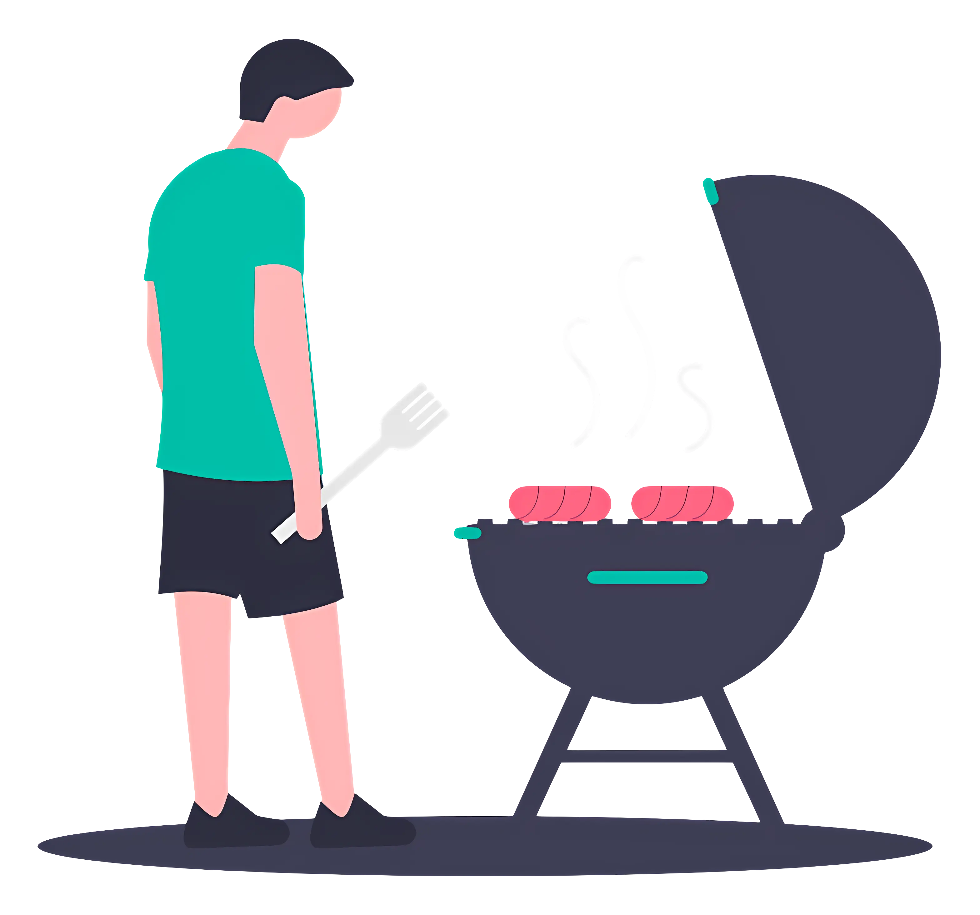 Man Grilling Food on Barbecue