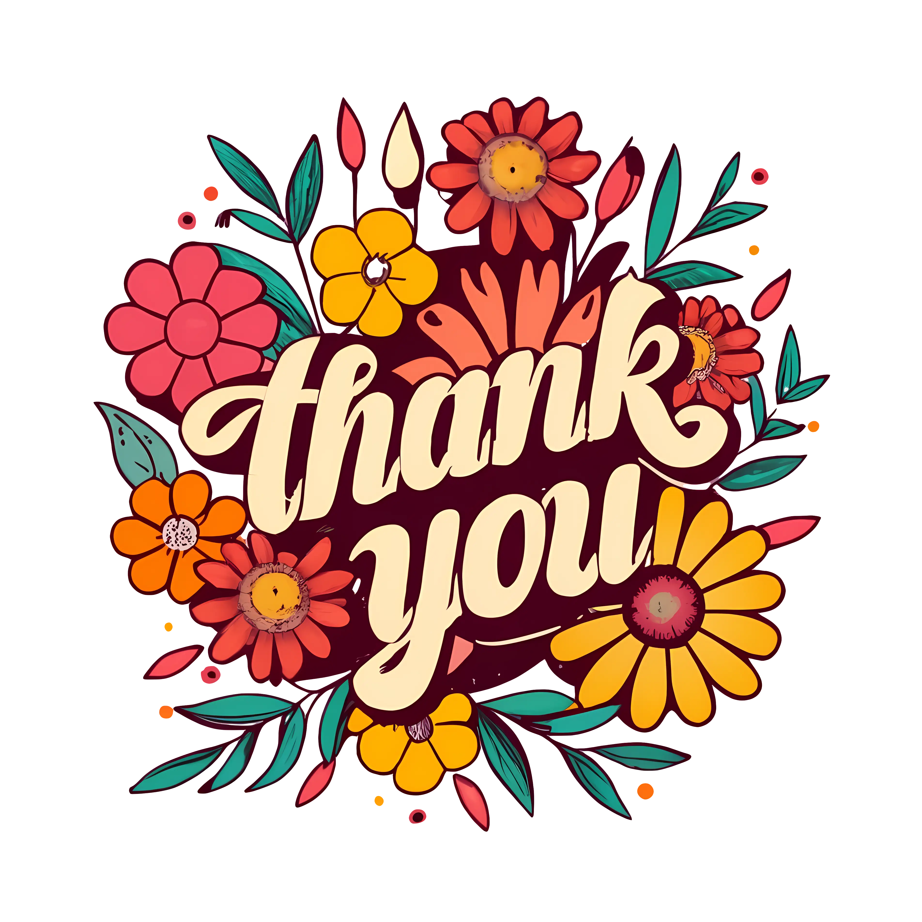 Thank You Greeting with Floral Design