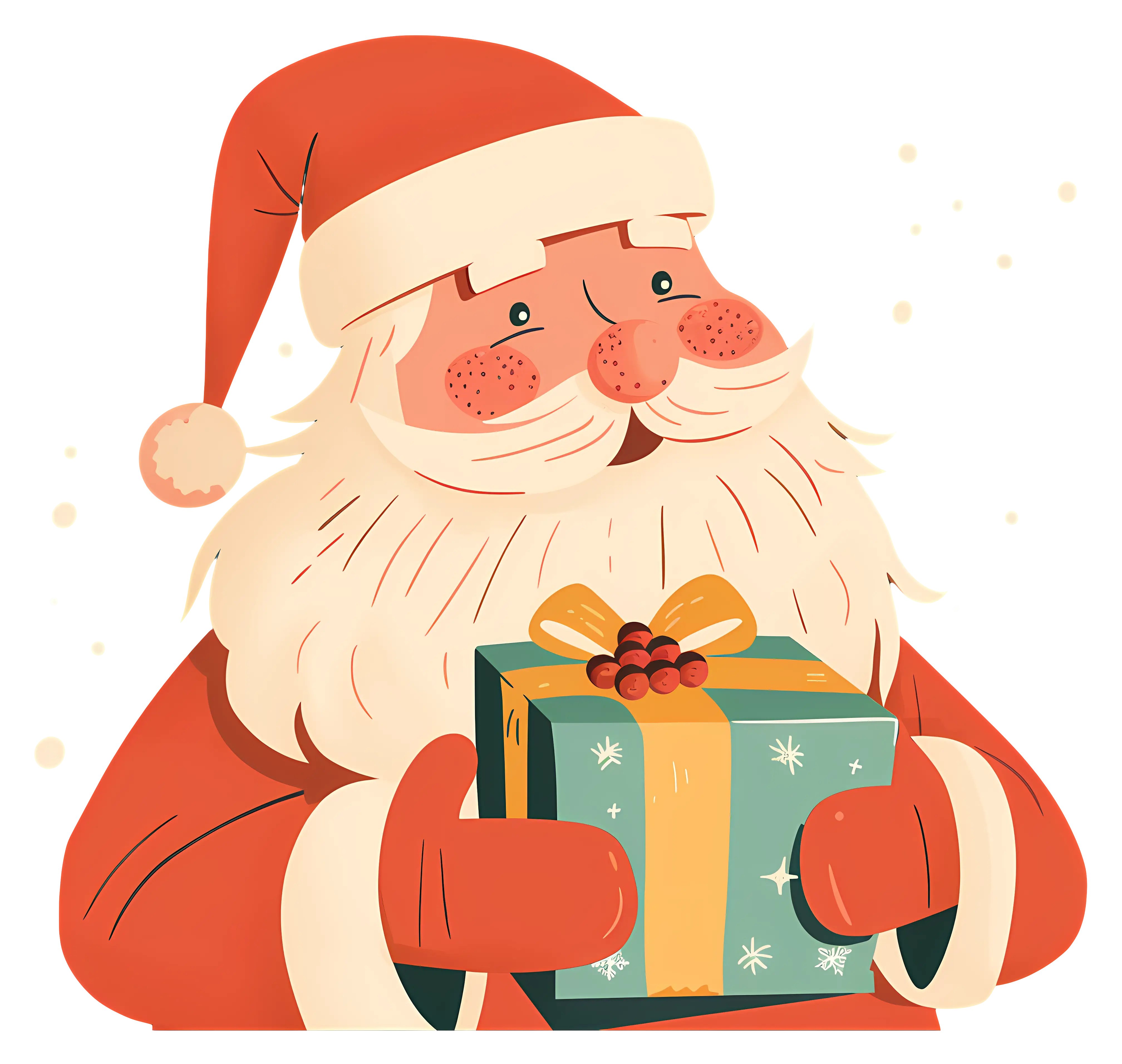 Santa Claus Holding Christmas Gift Box