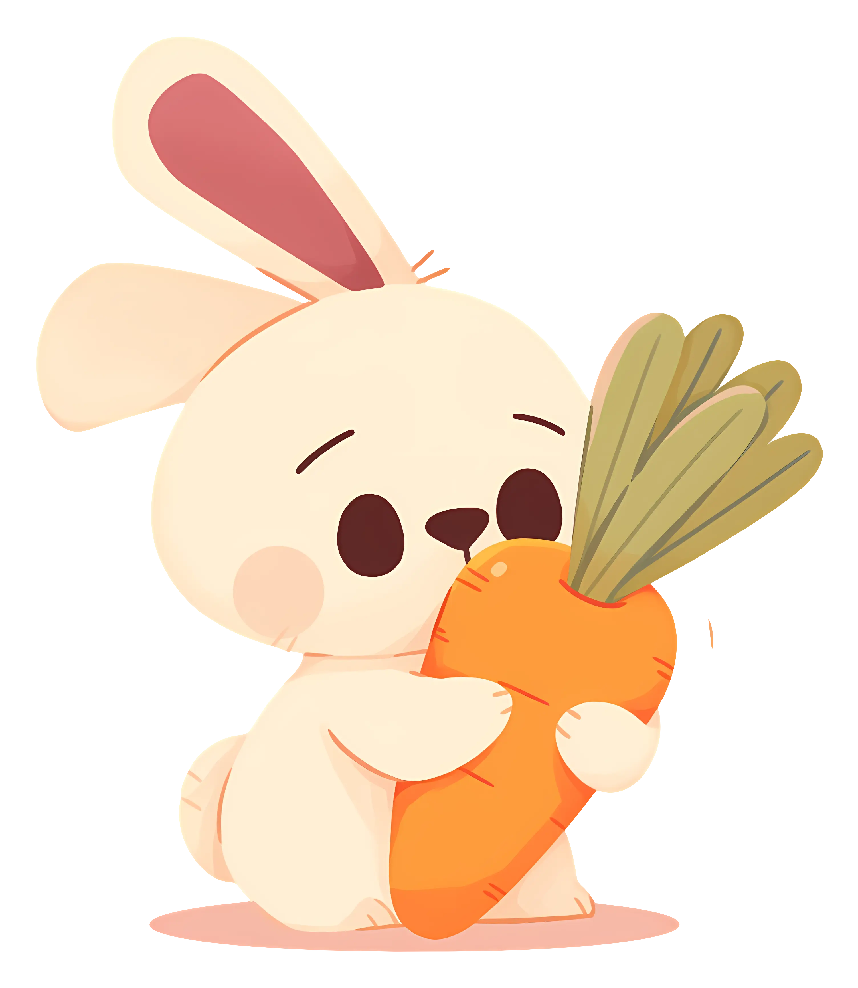 Cute Rabbit Holding a Carrot Cartoon