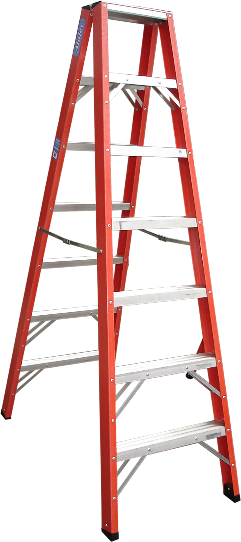 Red Metal Step Ladder for Practical Use