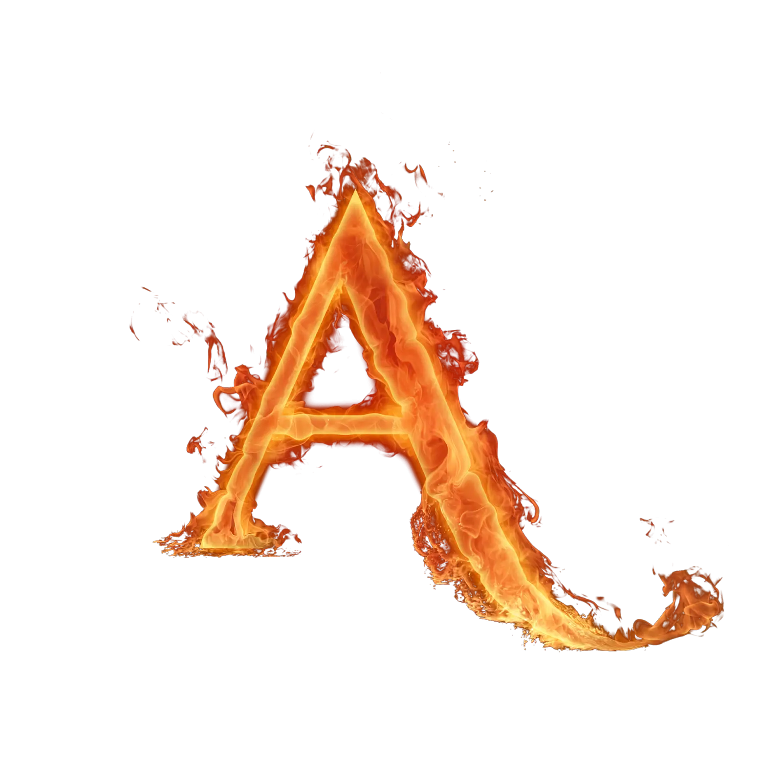 Burning Fiery Letter A Symbol