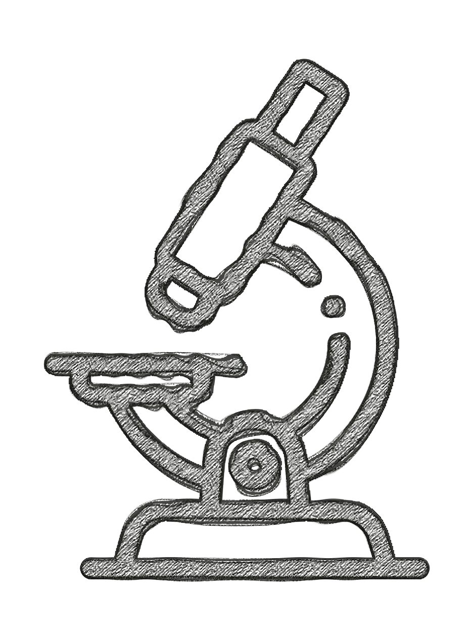 Grey Microscope Illustration for Scientific Research