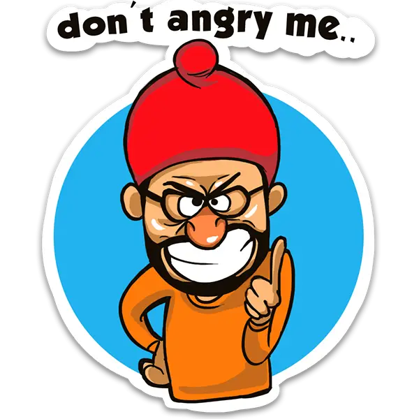 Angry Cartoon Man with Red Hat