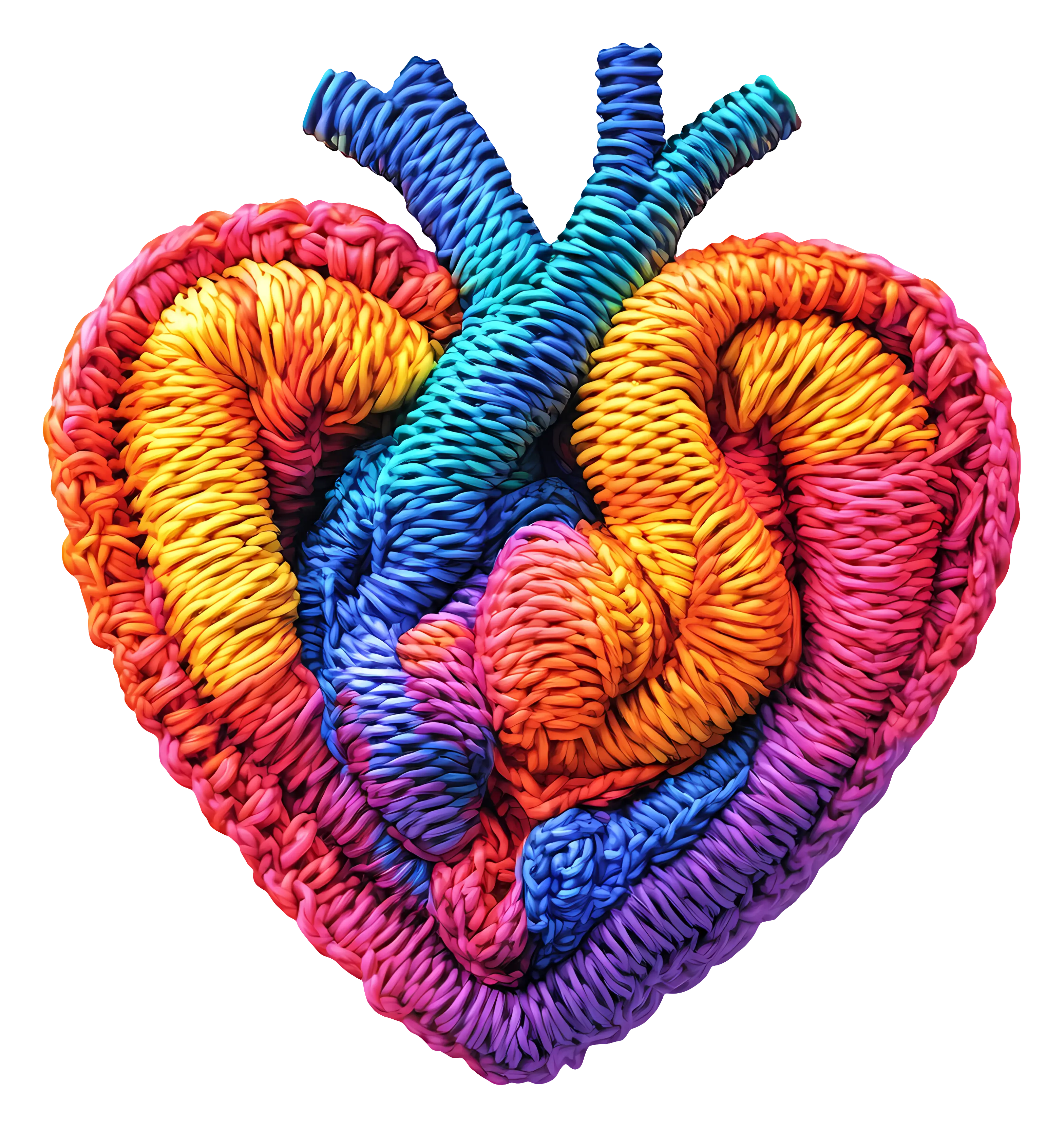 Colorful Knitted Heart Art