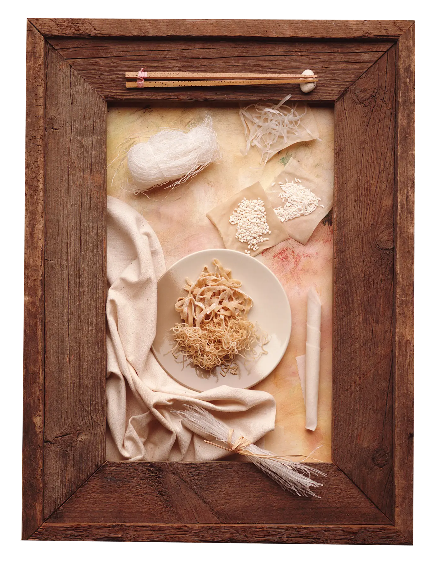 Artistic Noodles and Ingredients Display