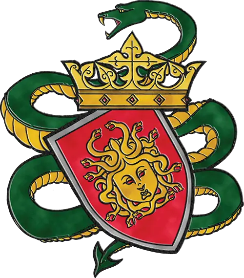 Medusa Emblem with Snake and Crown