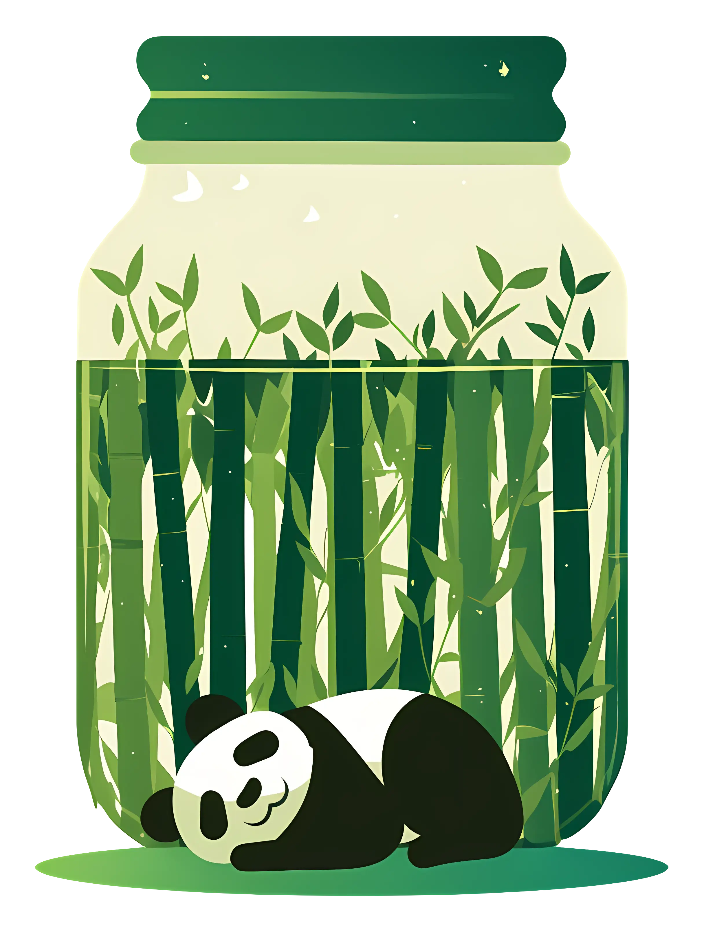 Sleeping Panda in Bamboo Jar