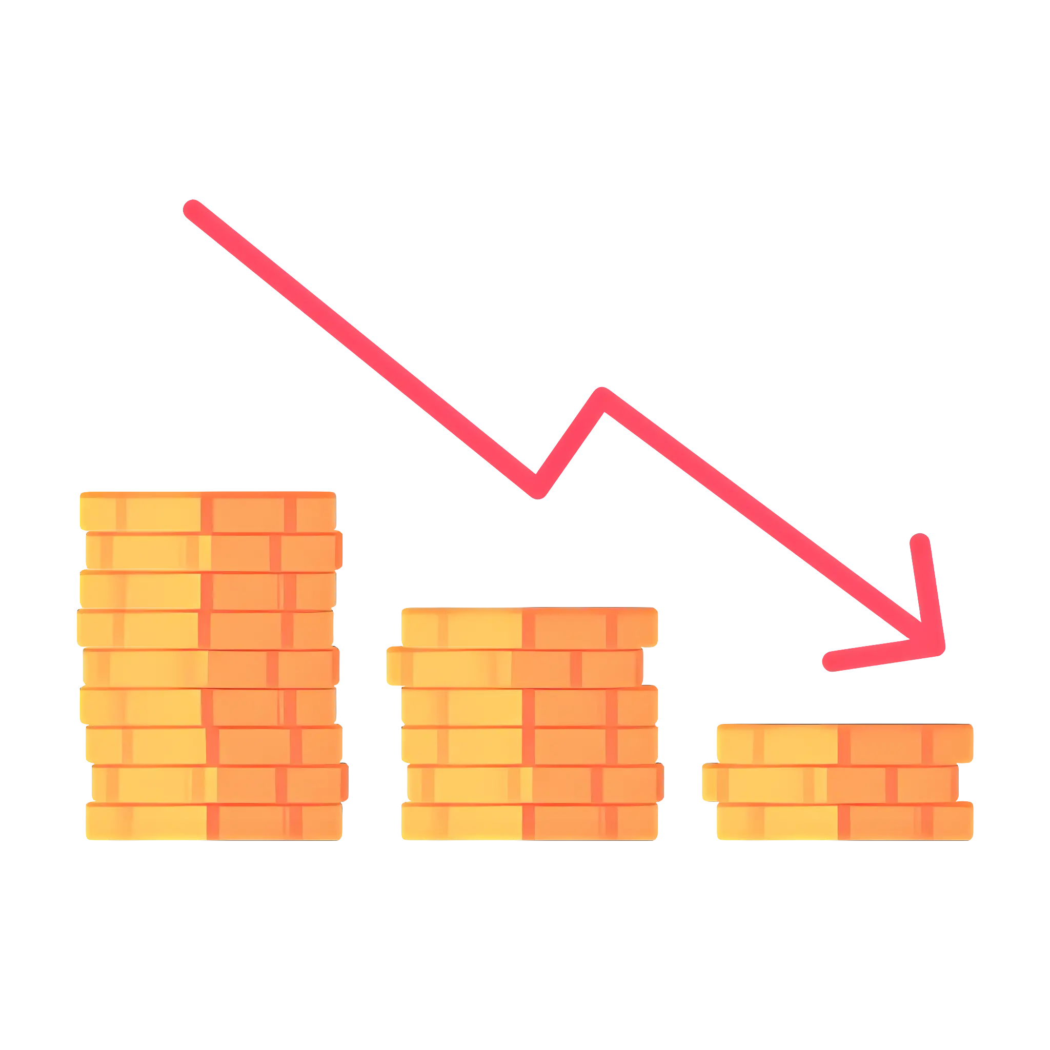 Decreasing Coin Stacks with Red Arrow