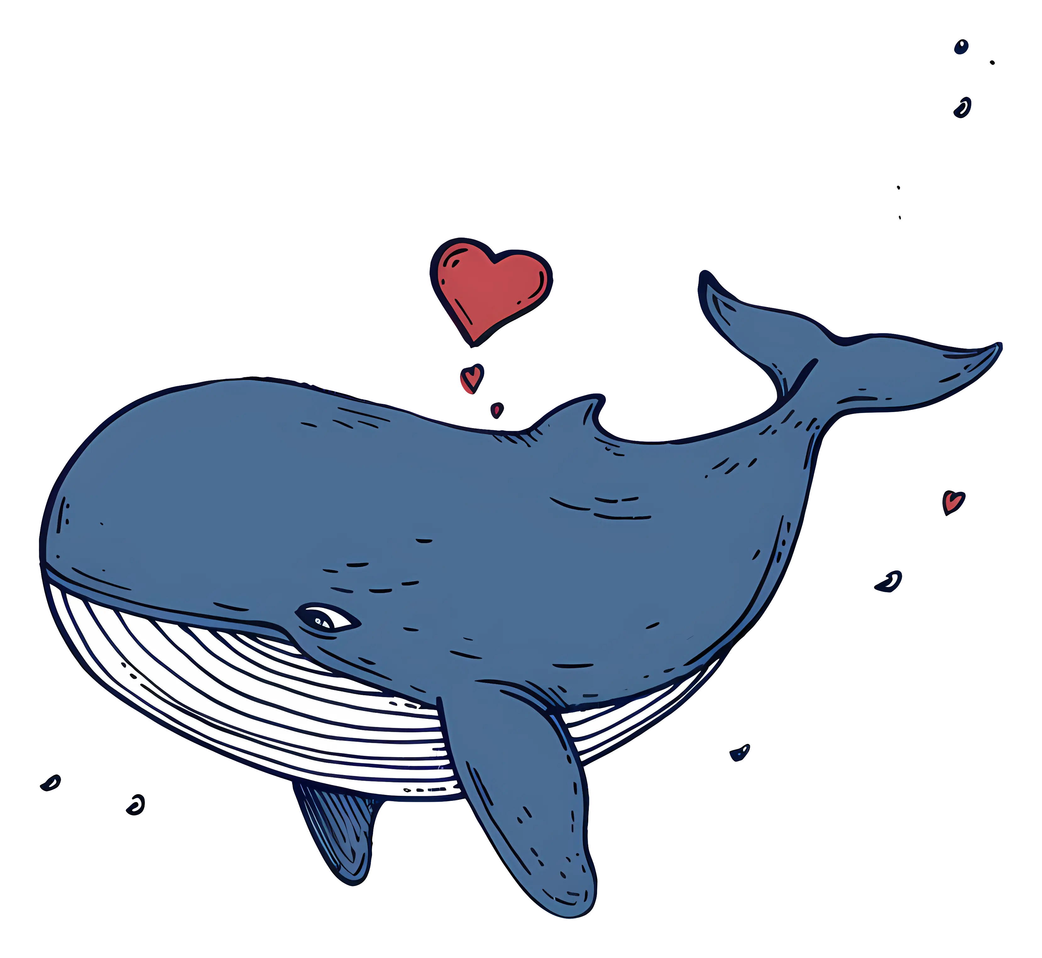 Cute Whale with Hearts Illustration