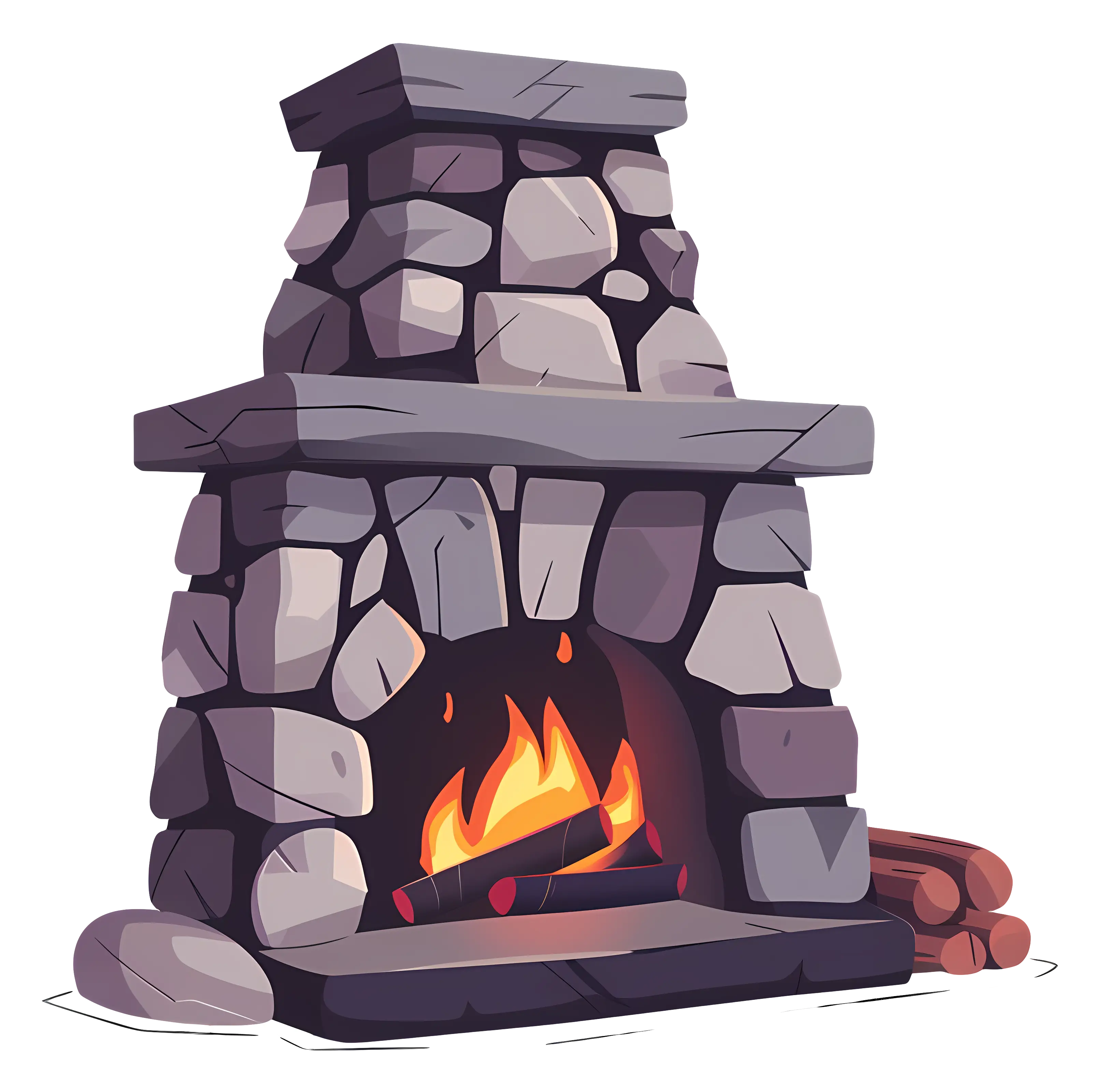 Cozy Stone Fireplace Illustration