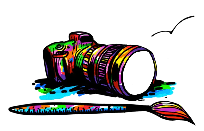 Colorful Camera with Paint Brush
