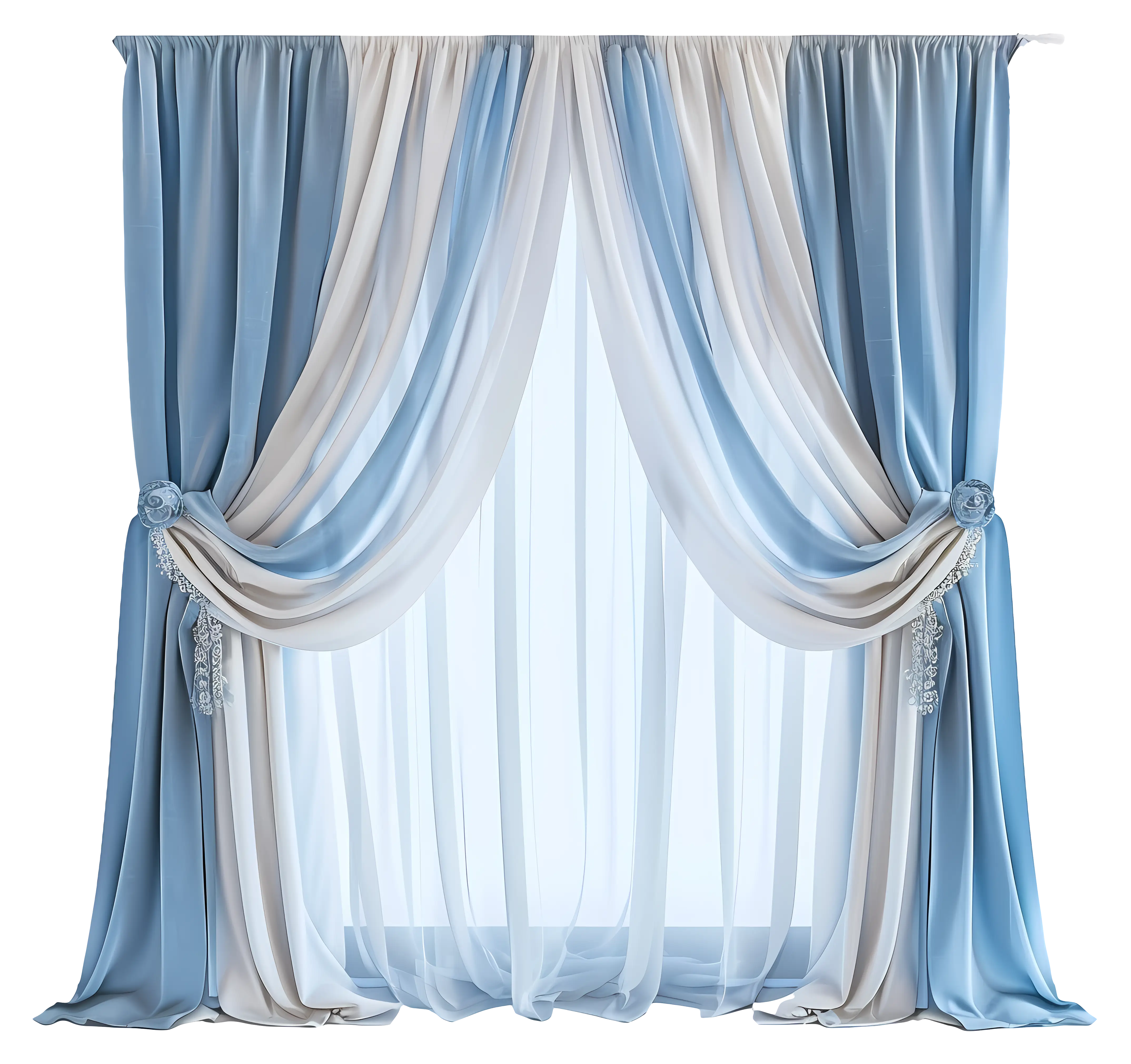 Elegant Blue and White Curtains