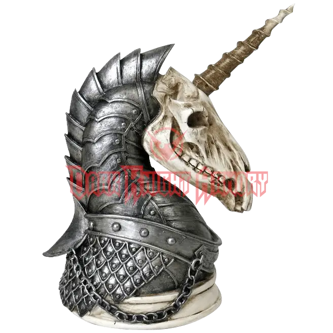 Armored Unicorn Skull Statue