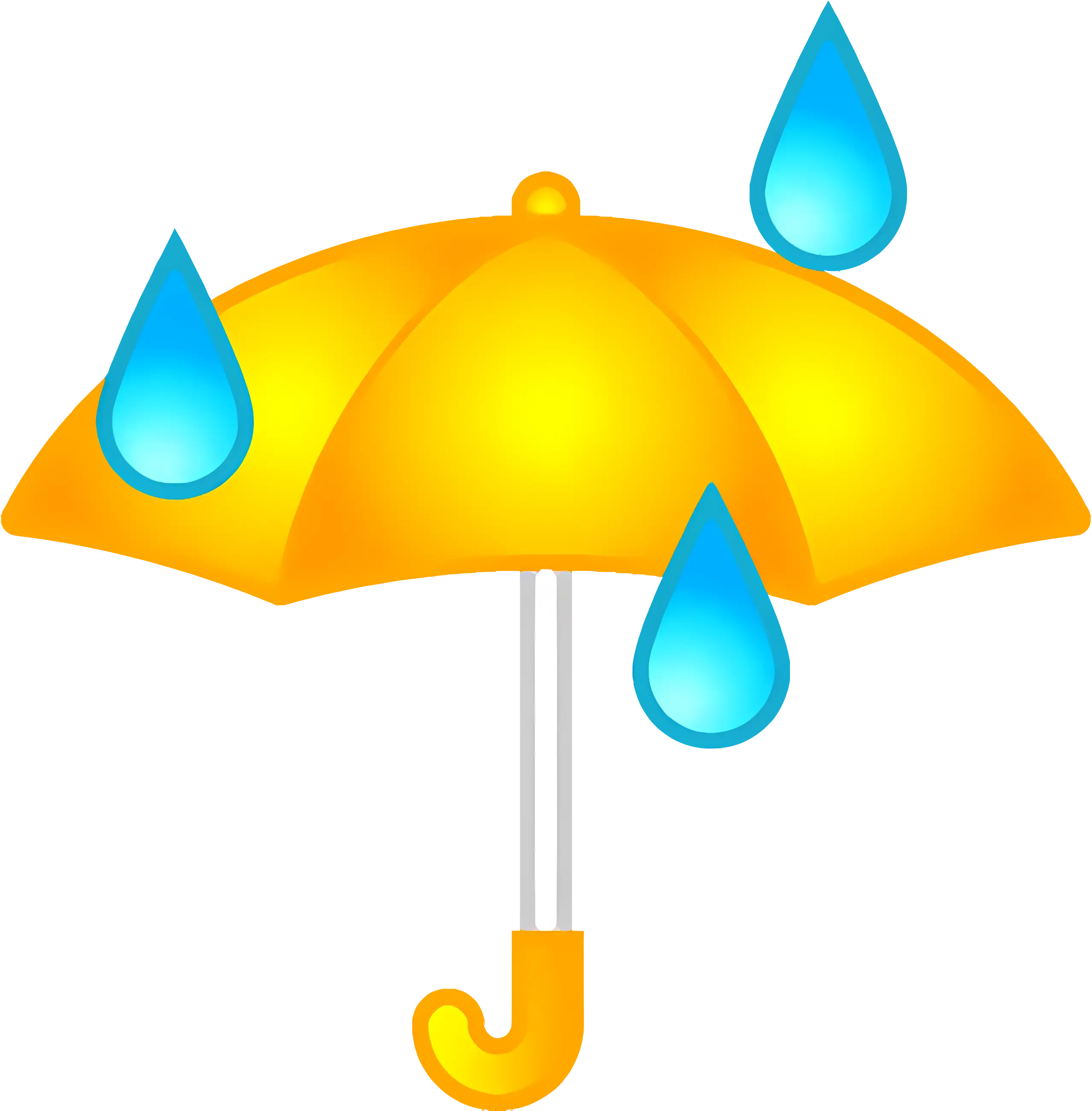 Yellow Umbrella with Blue Raindrops