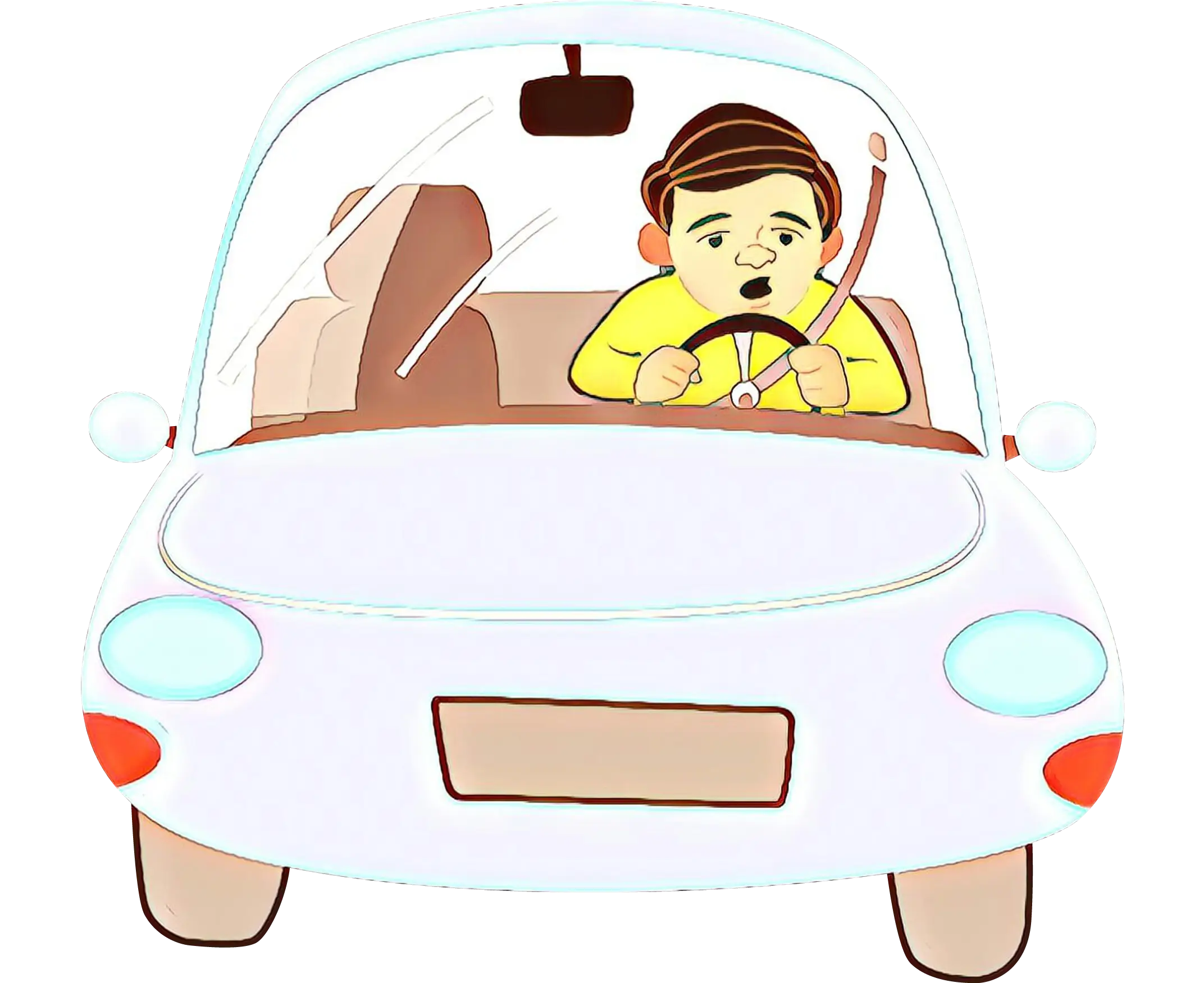 Cartoon Man Driving a Car