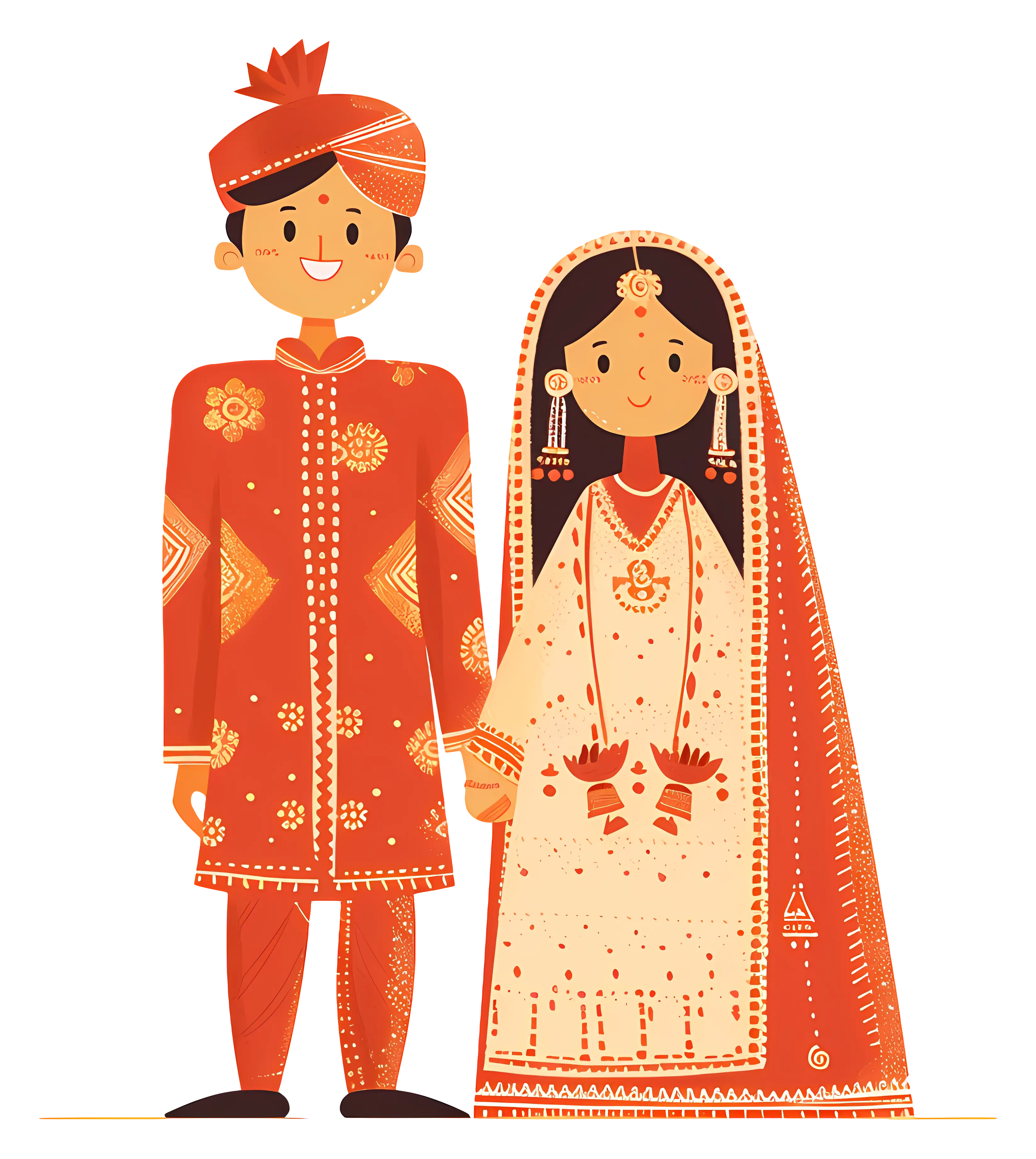 Traditional Wedding Couple with Festive Clothing