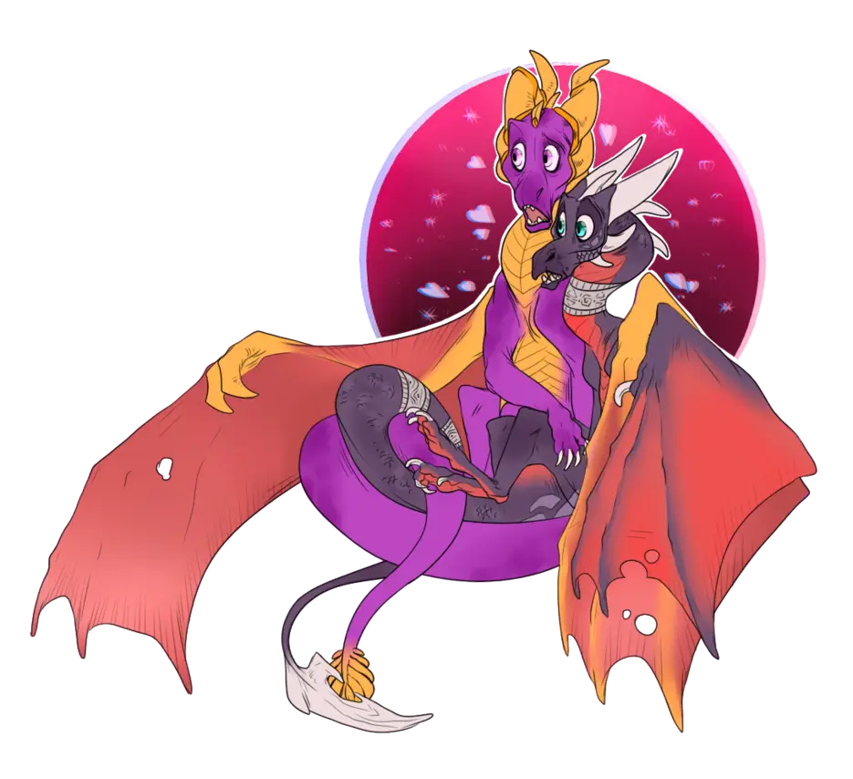 Purple and Red Winged Dragons