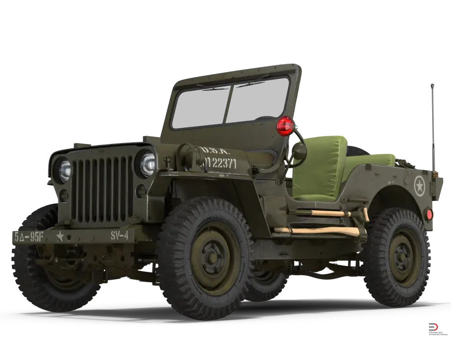 Classic Military Jeep in Olive Green