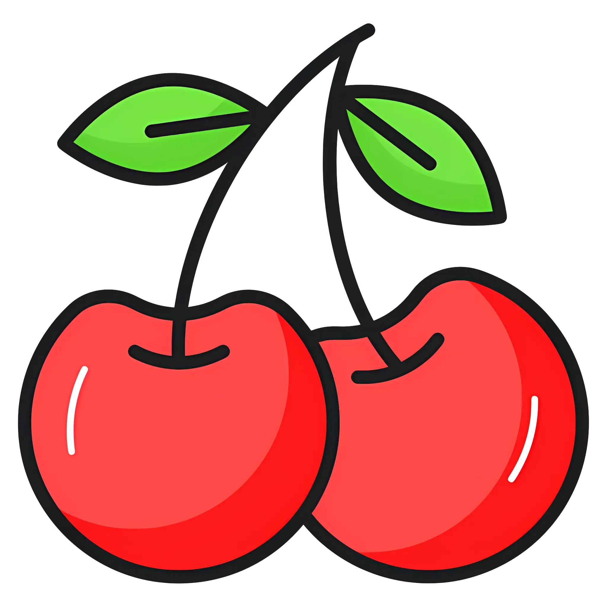 Cartoon Illustration of Red Cherries