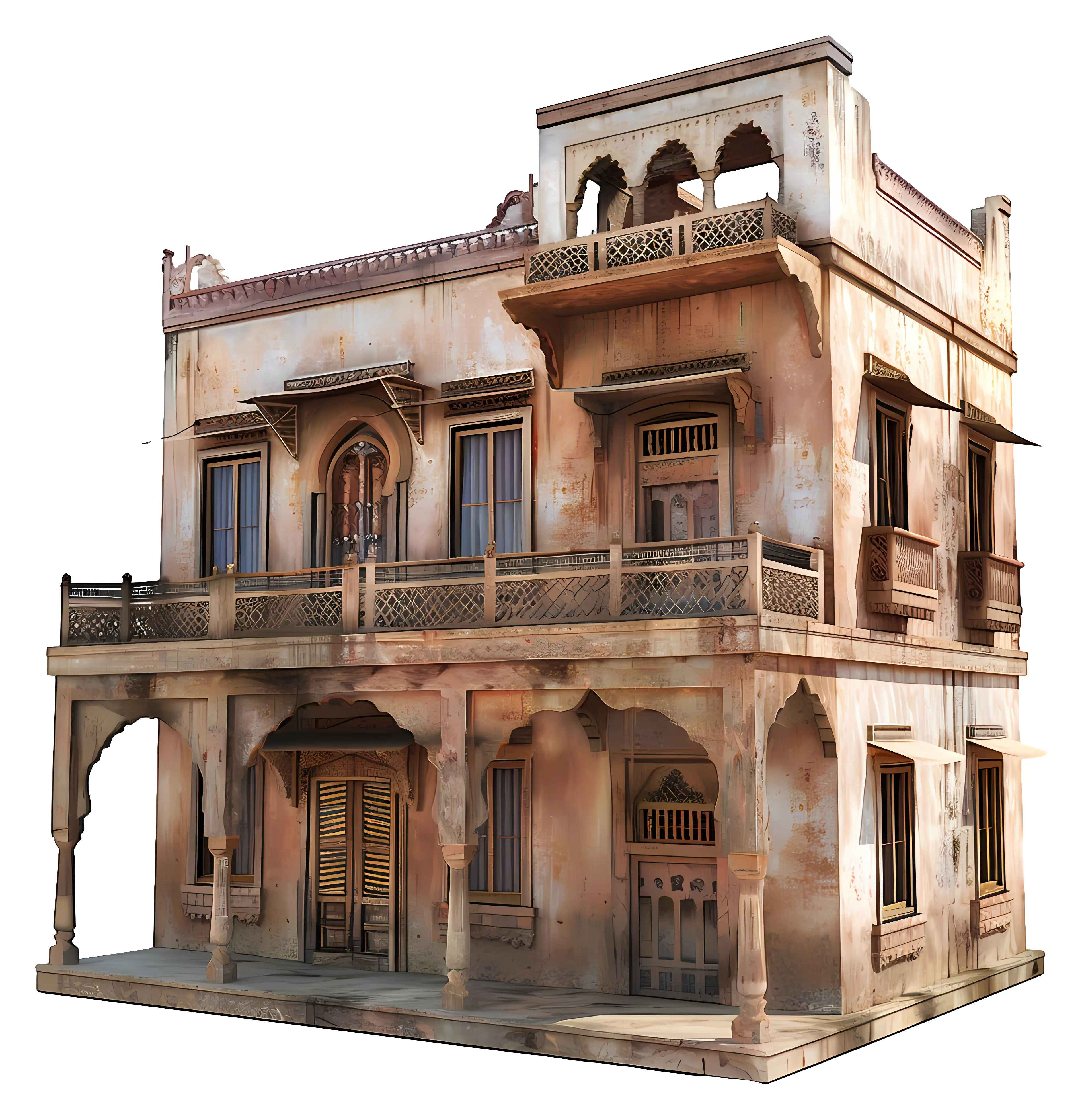 Vintage Two-Story House with Balcony