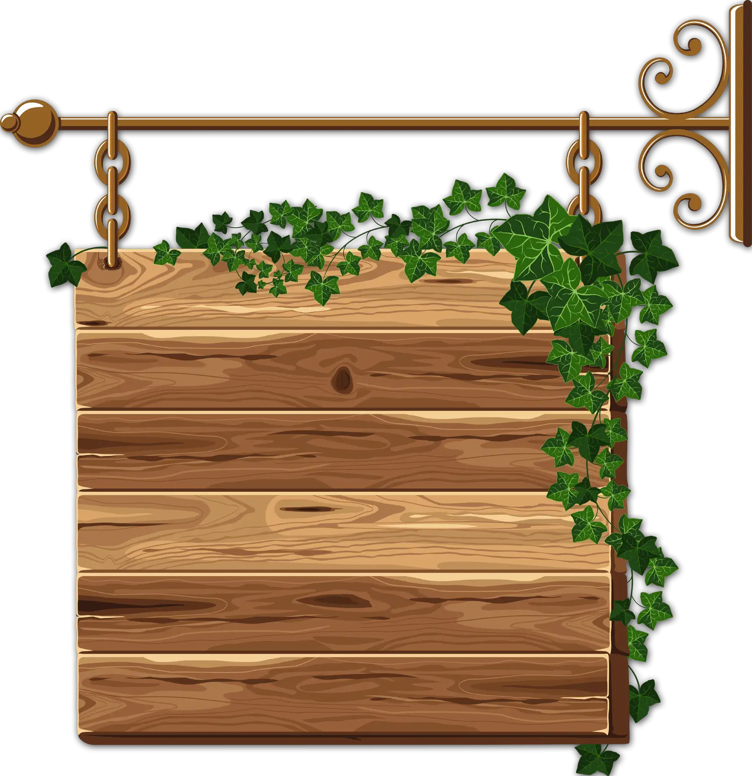 Wooden Hanging Sign with Ivy Decoration