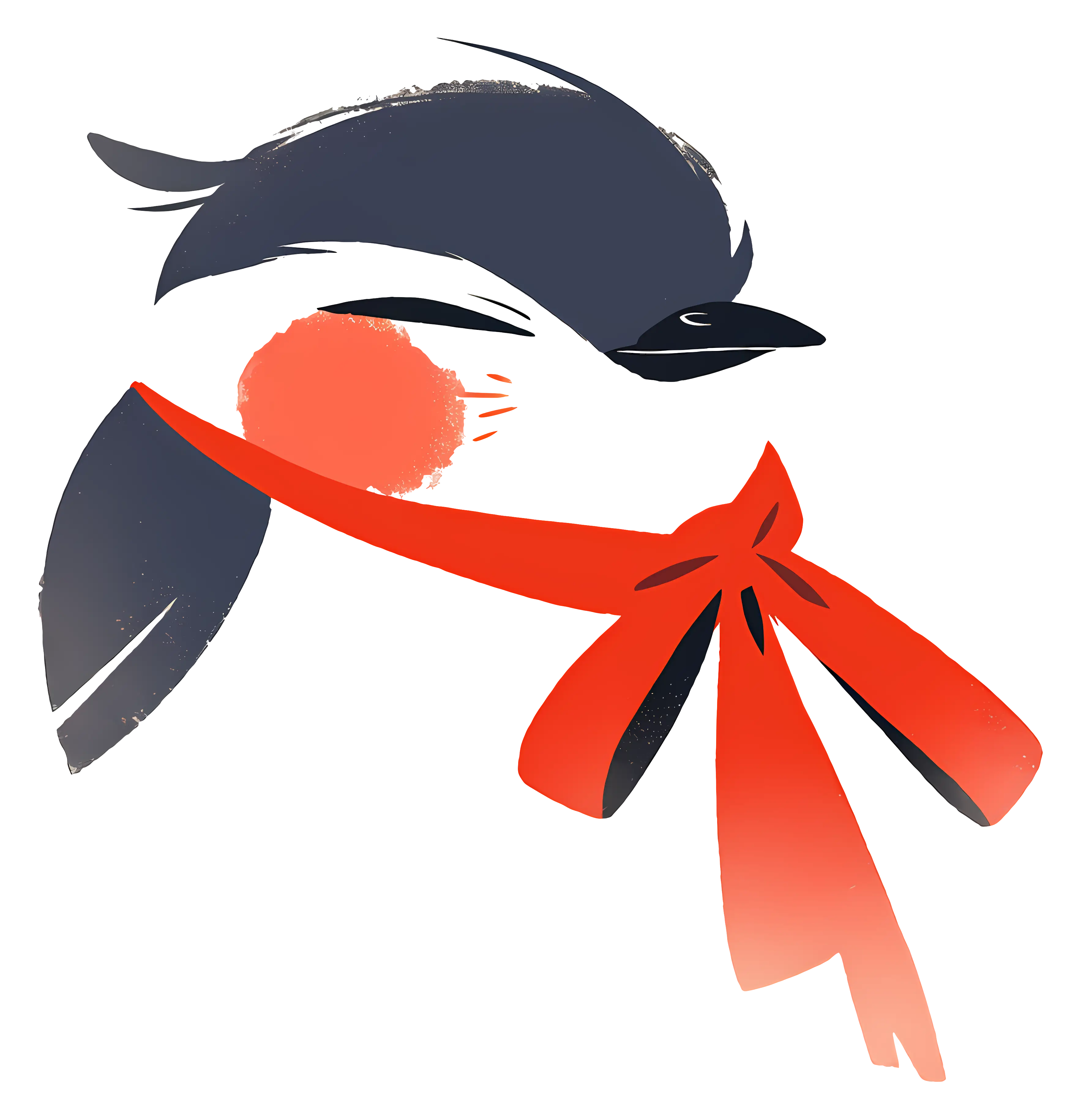 Stylized Bird with Red Scarf