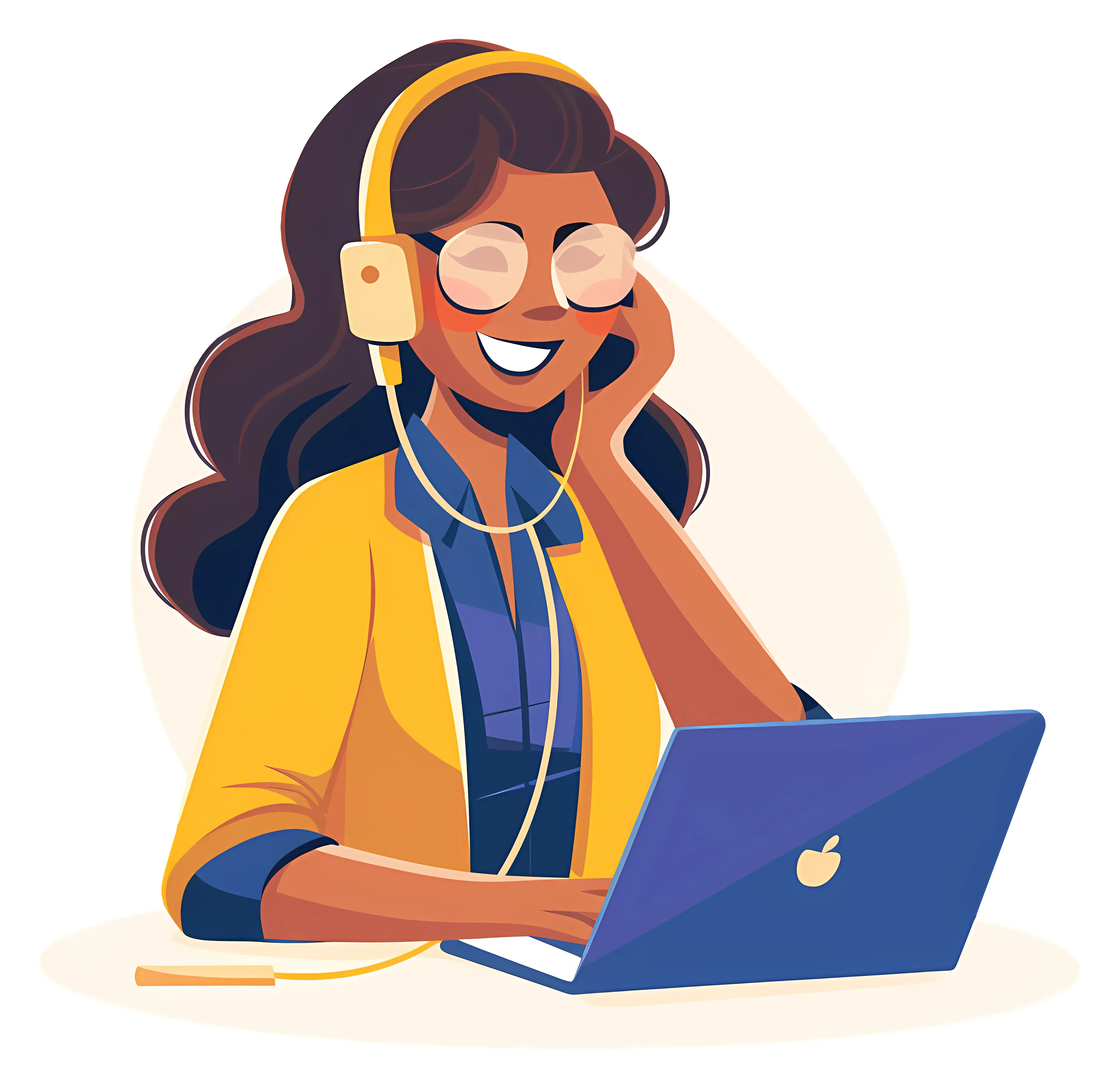 Woman Enjoying Music on Laptop