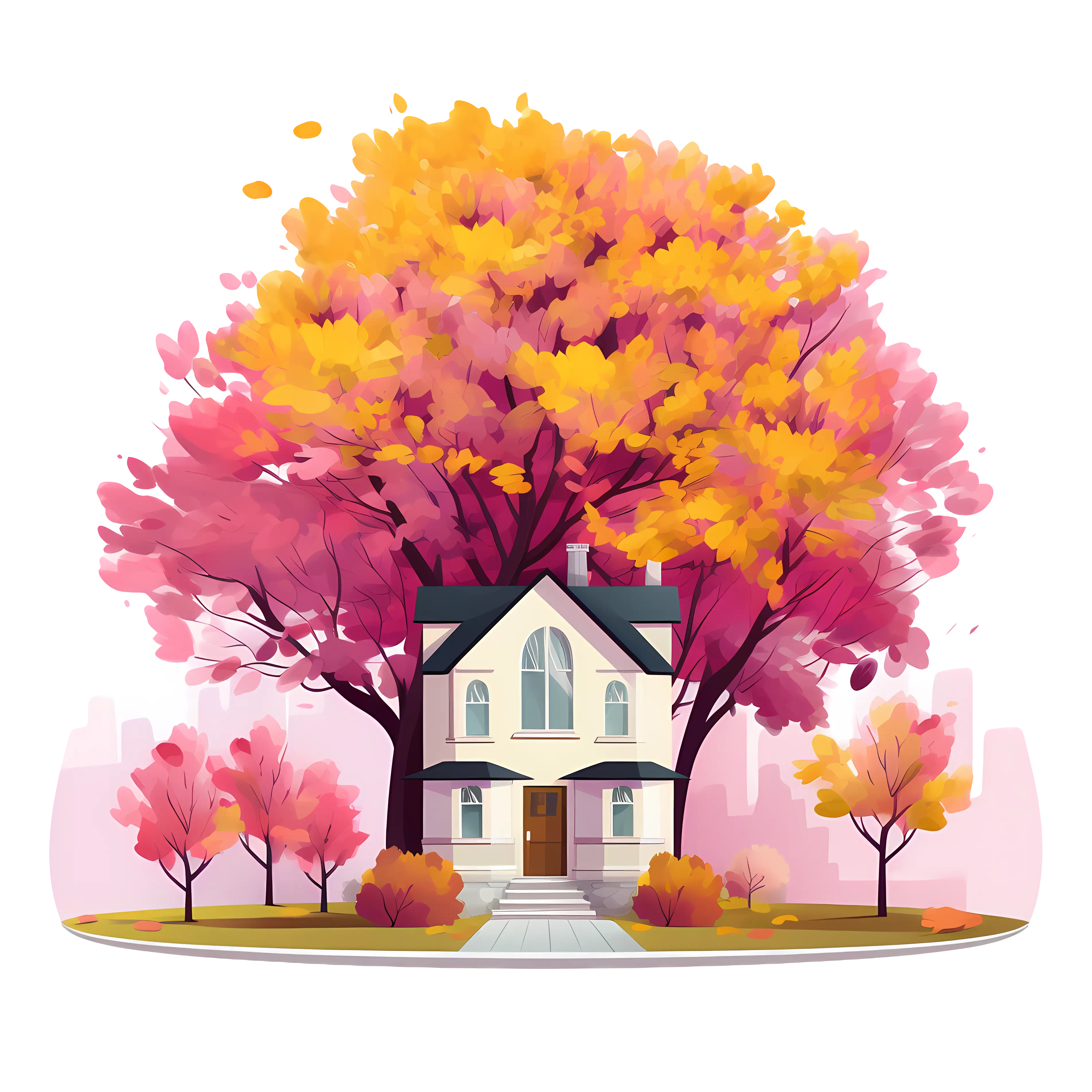 House Surrounded by Vibrant Autumn Leaves
