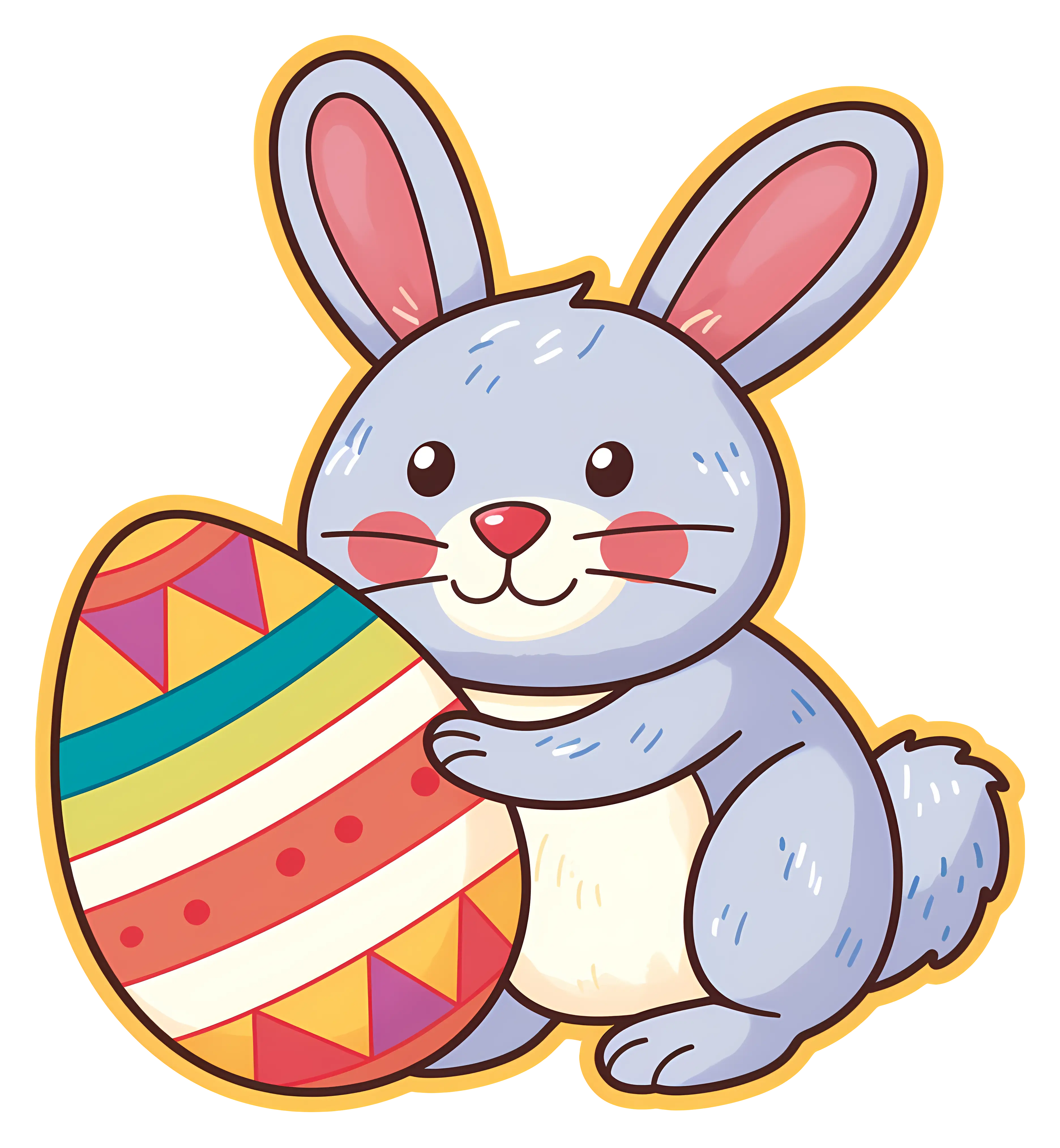 Cartoon Rabbit with Easter Egg