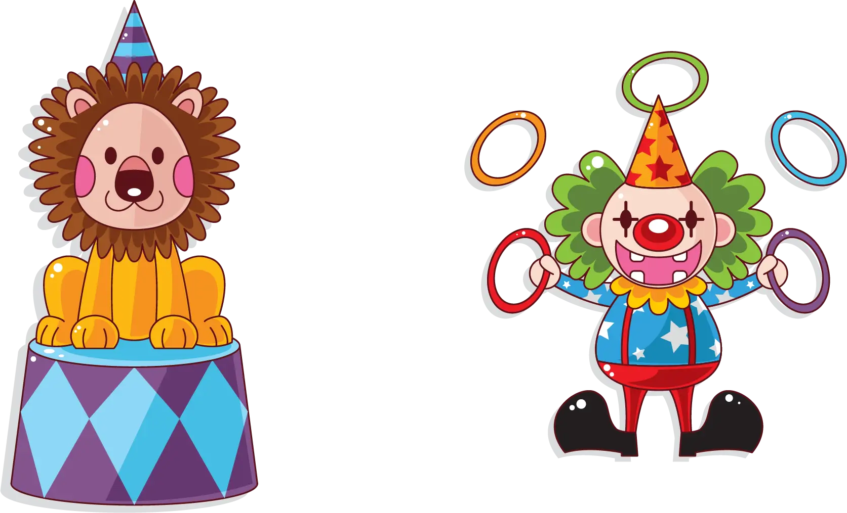 Circus Lion and Clown Illustration