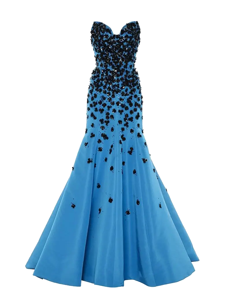 Elegant Blue Dress with Black Accents