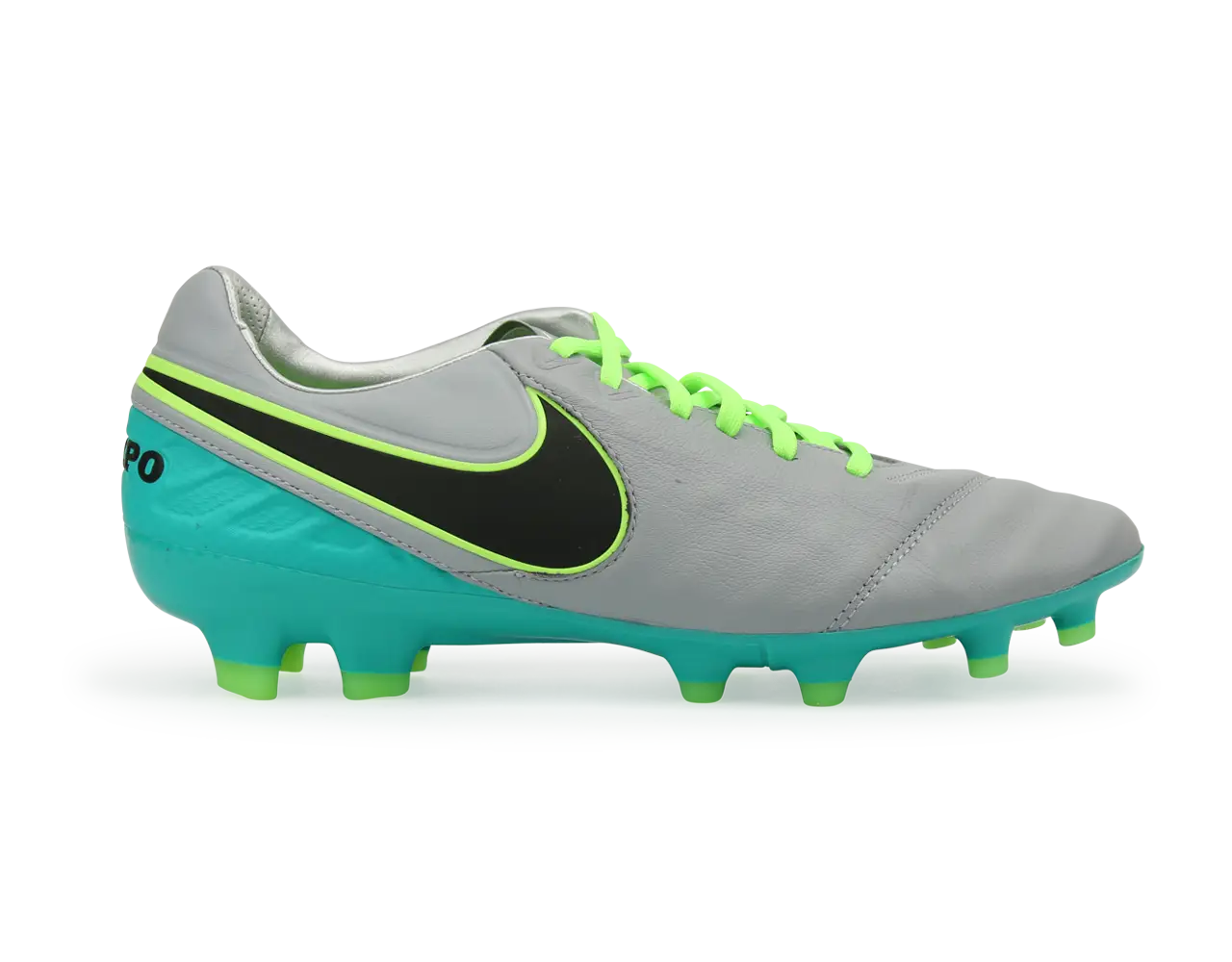 Gray and Teal Soccer Shoe for Sports