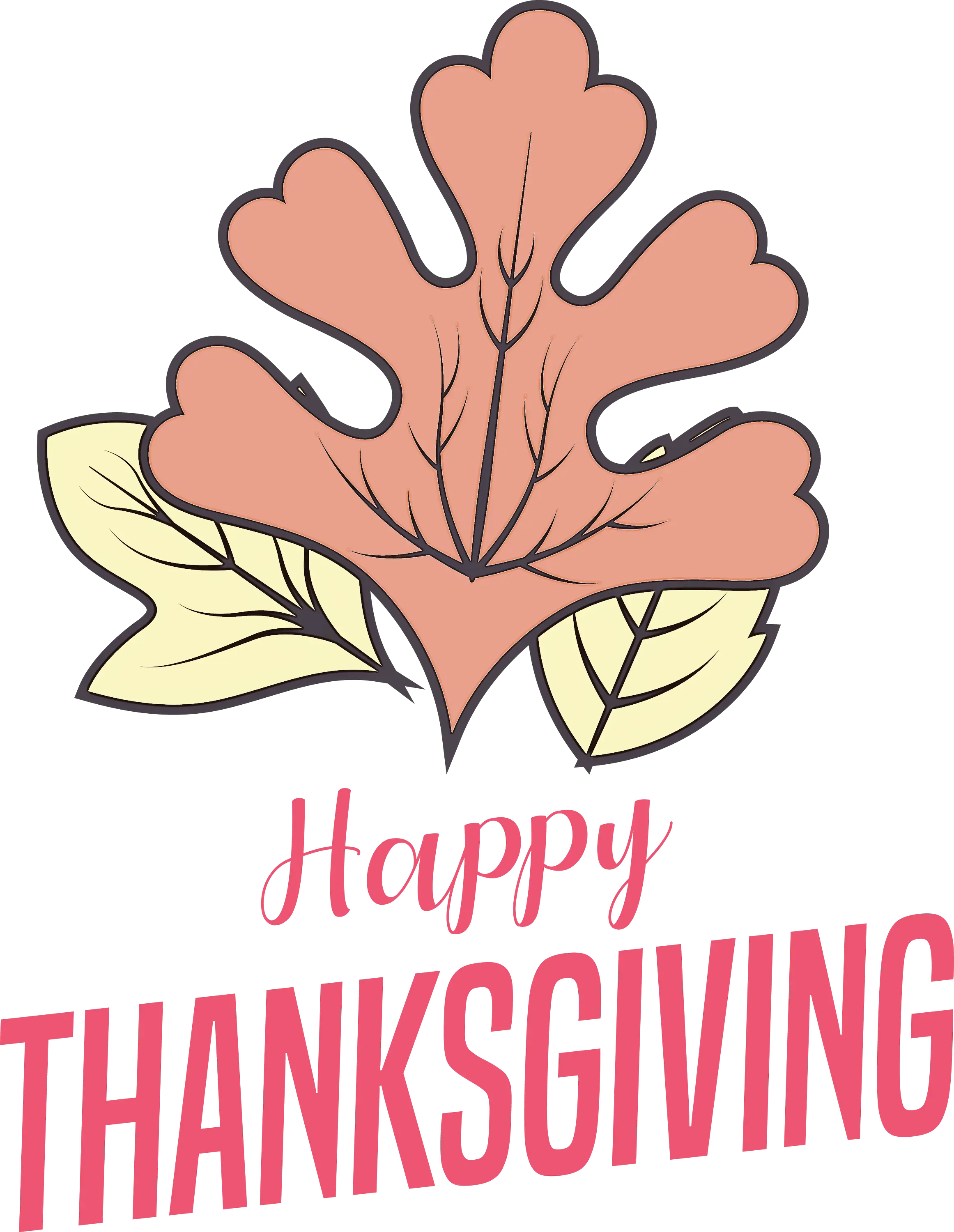 Happy Thanksgiving Text with Autumn Leaves Design
