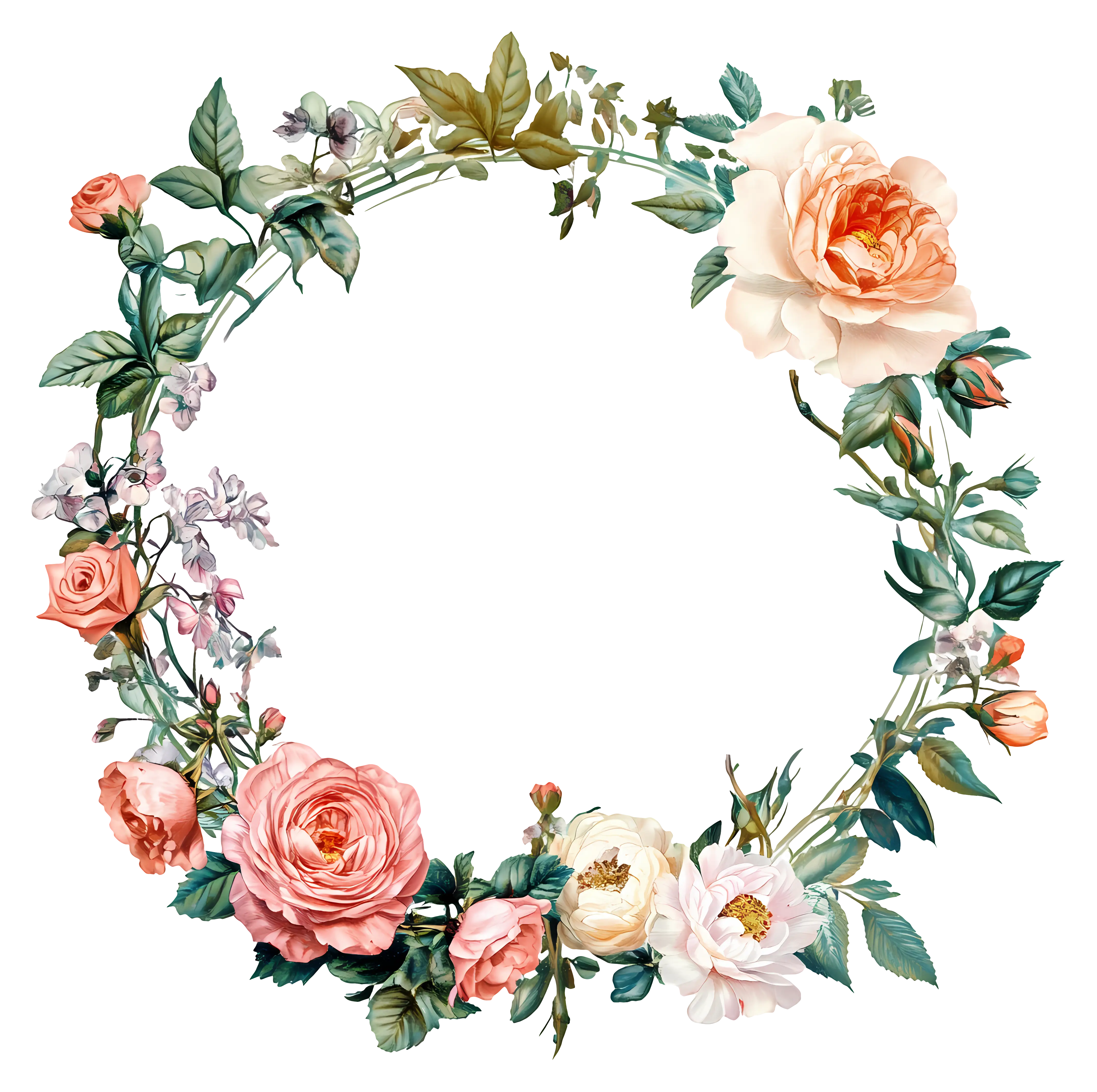 Elegant Floral Wreath with Roses