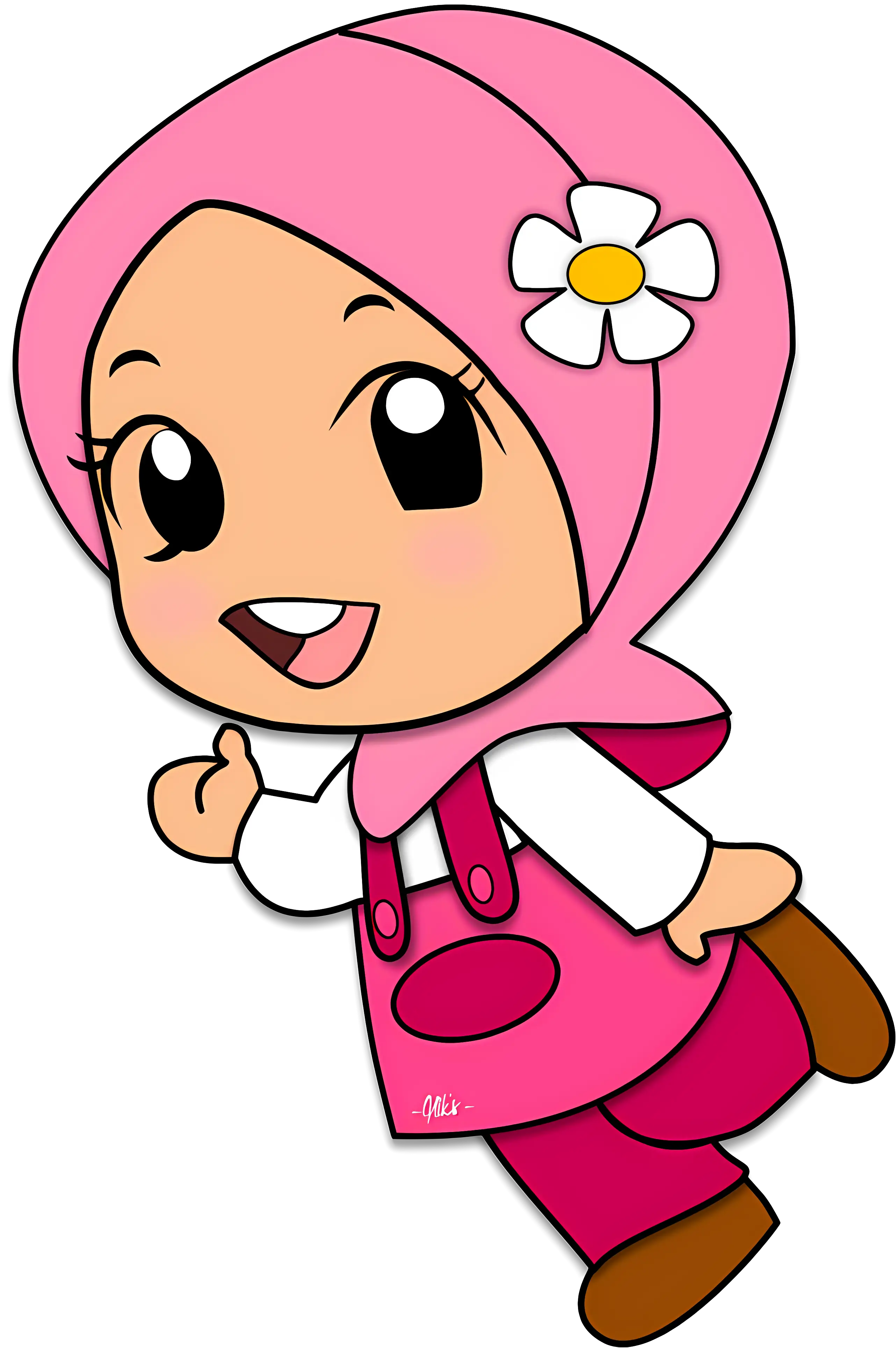Cute Cartoon Girl Wearing Hijab