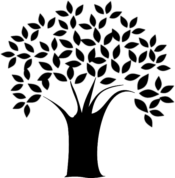 Tree Silhouette with Leaves Illustration