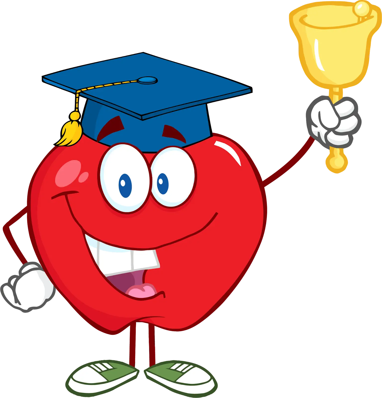 Graduation Apple Cartoon with Bell