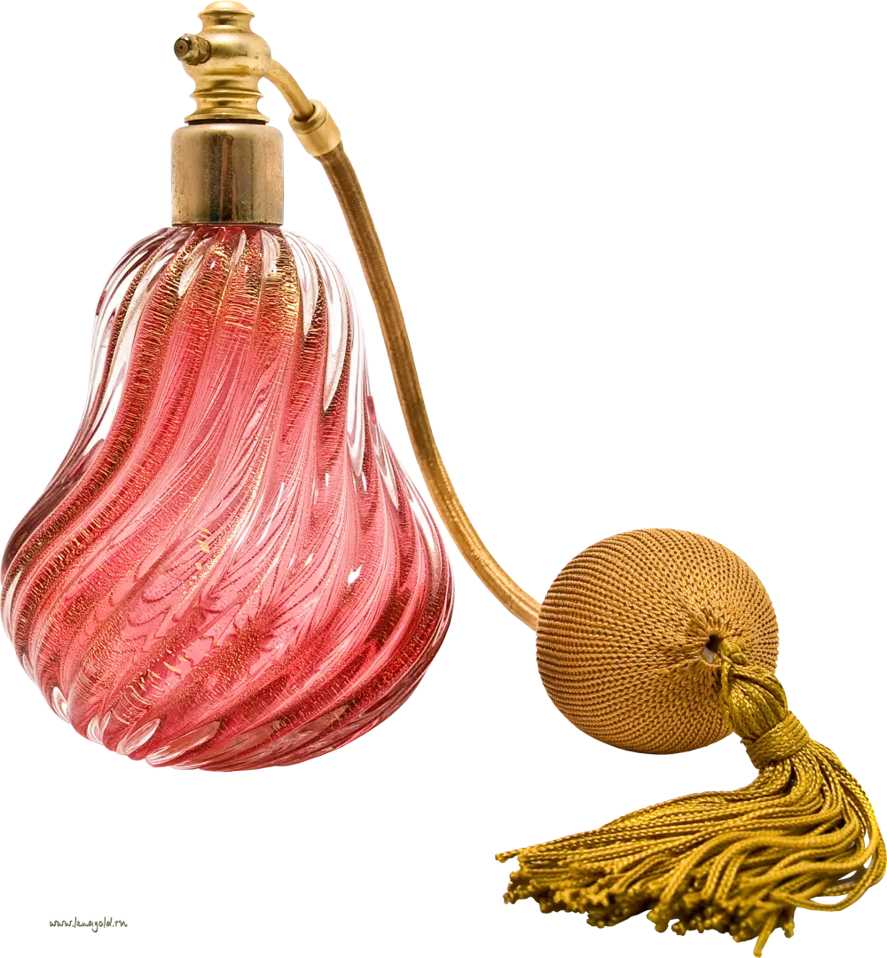Vintage Pink Perfume Bottle with Golden Atomizer