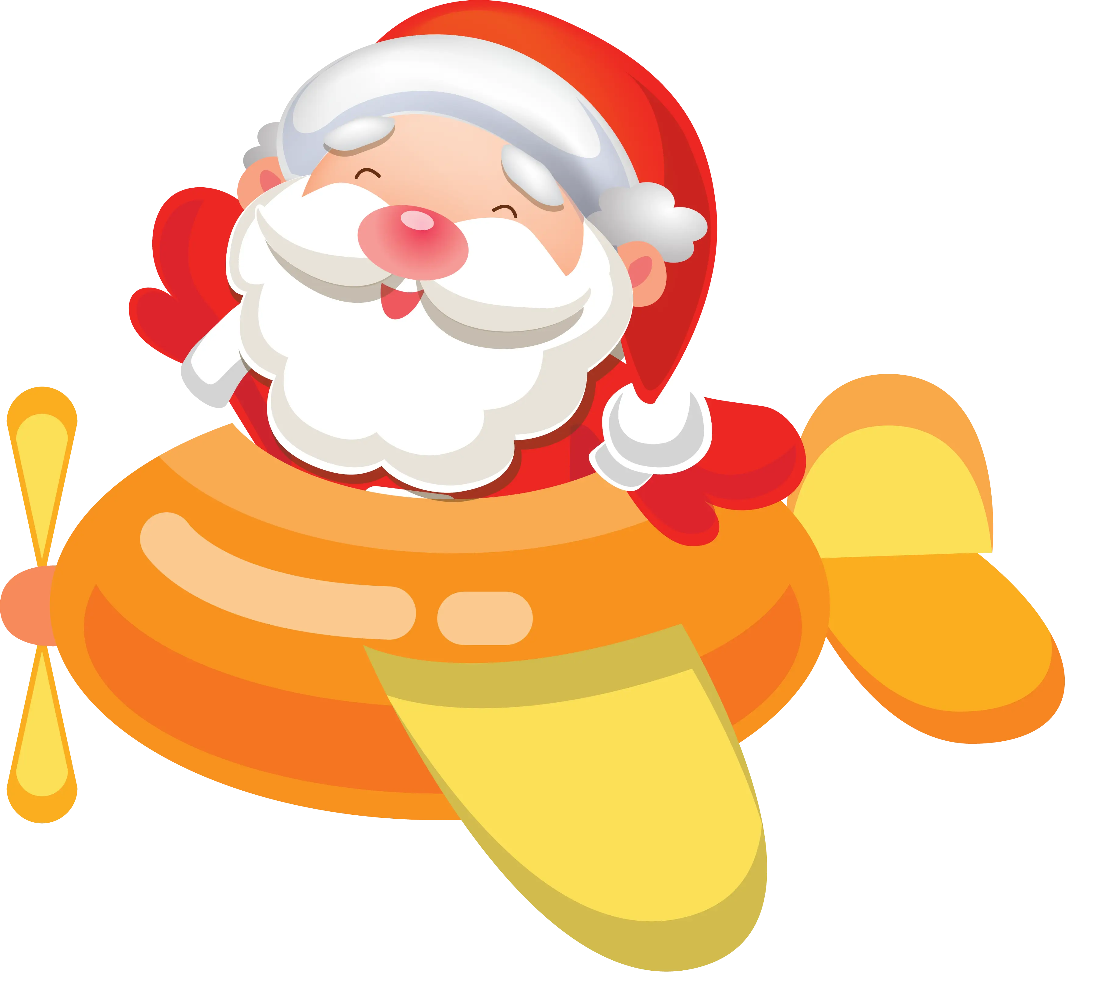 Santa Claus in Airplane Cartoon Illustration