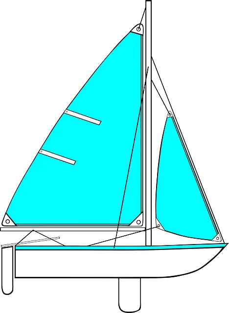 Simple Drawing of a Blue and White Sailboat