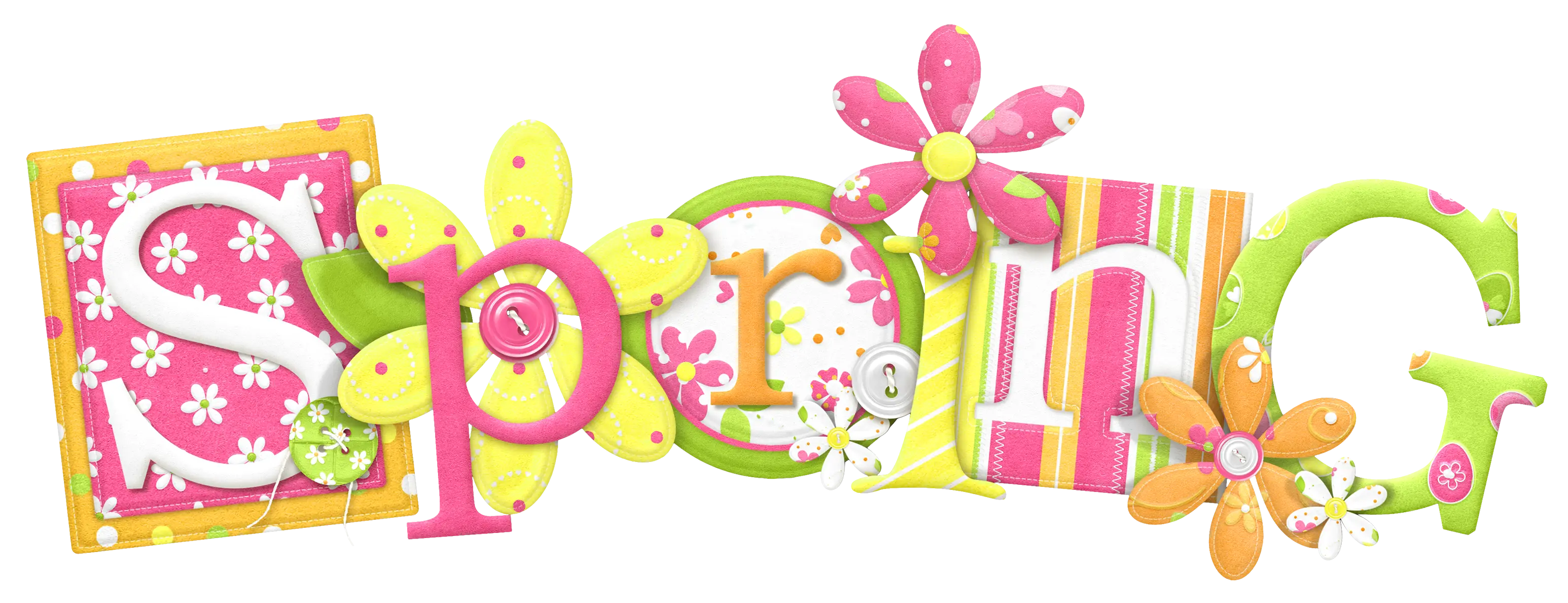 Colorful Spring Text with Flowers