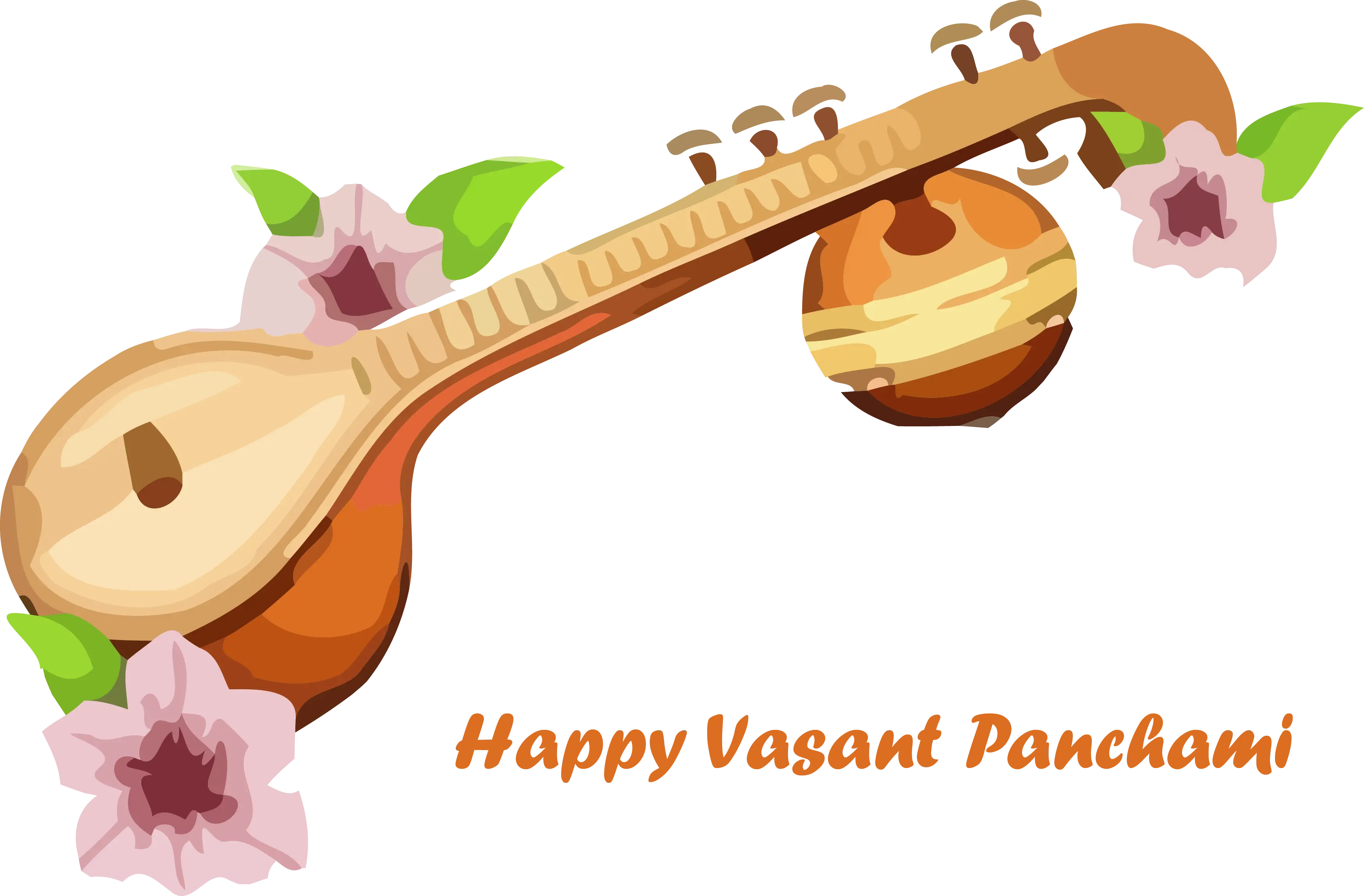 Happy Vasant Panchami with Floral Veena