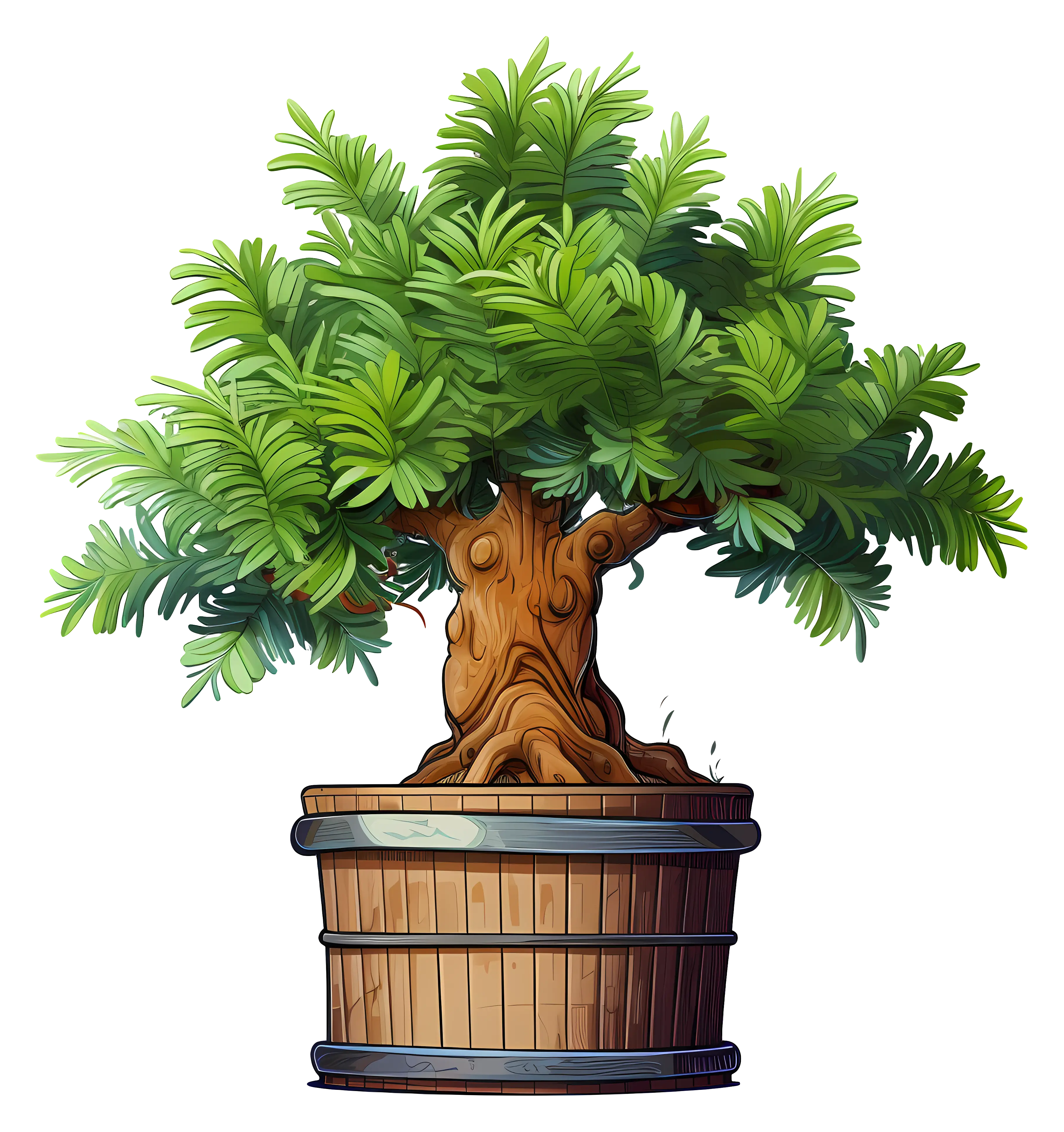 Potted Bonsai Tree Illustration