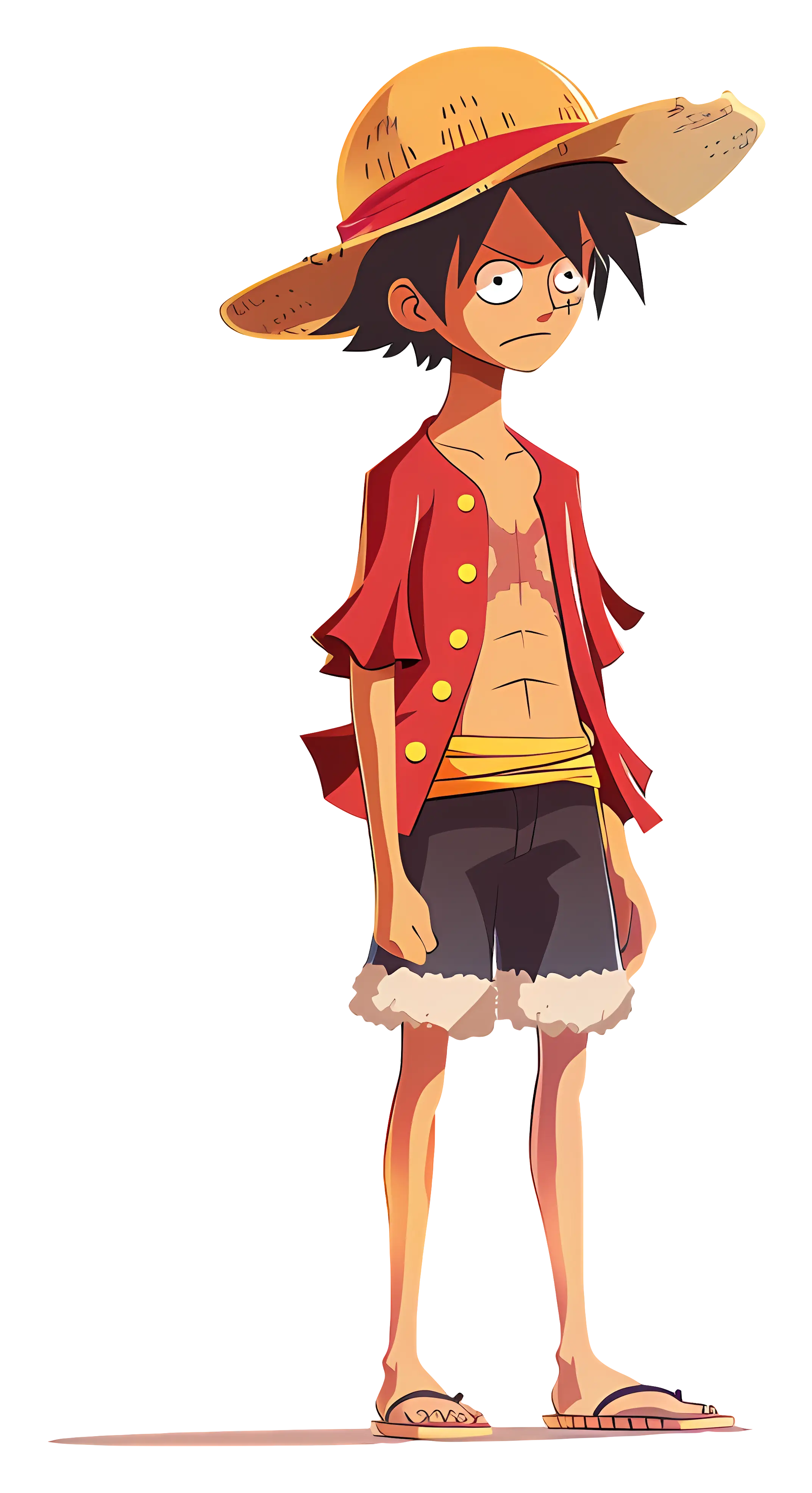 Cartoon Character in Red Shirt and Straw Hat